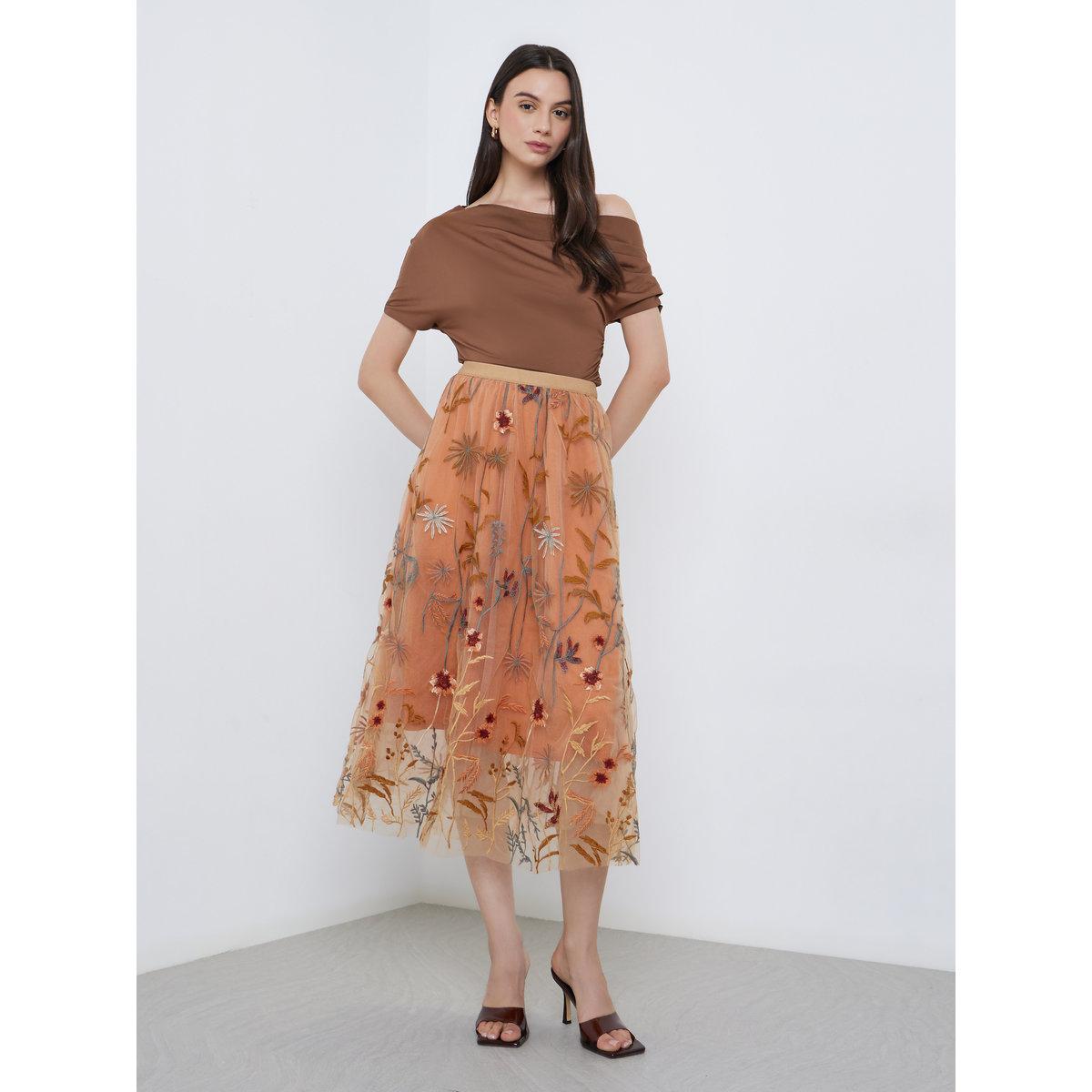 Take Two Women's A-Line Floral Embroidery Mesh Maxi Skirt-women-clothing-bottoms-skirts-image-1