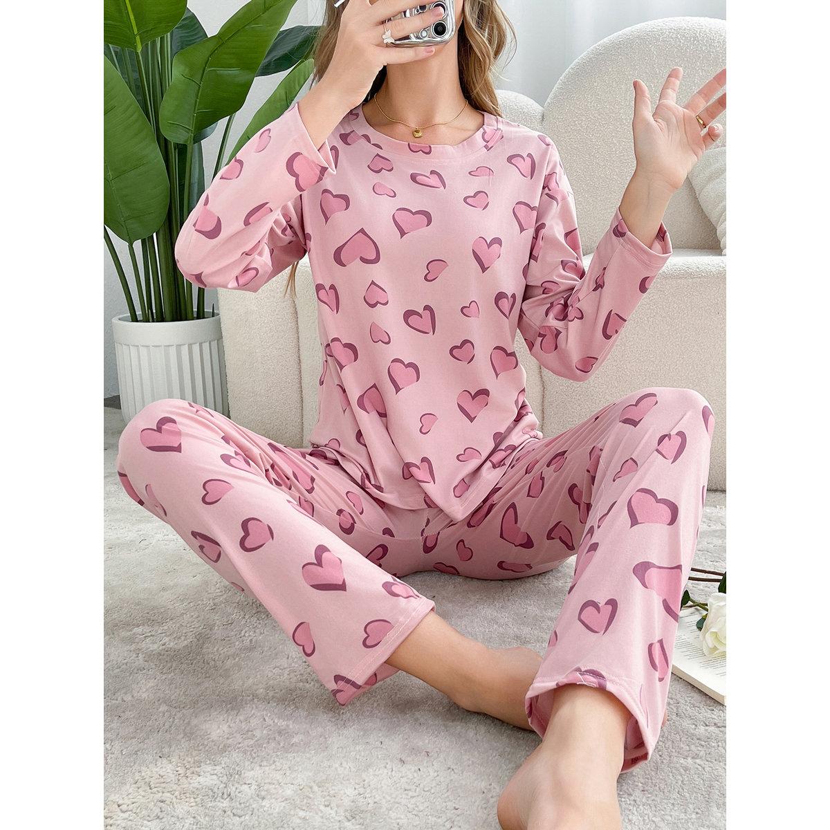 Take Two Women Heart Print T-Shirt and Pyjama Set-women-clothing-nightwear-pyjamas-longsets-image-6