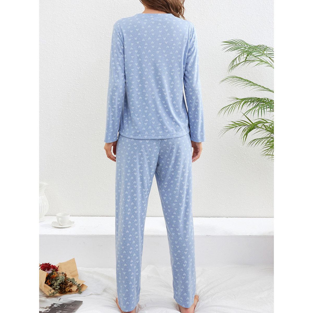 Take Two Women Heart Print T-Shirt and Pyjama Set-women-clothing-nightwear-pyjamas-longsets-image-2