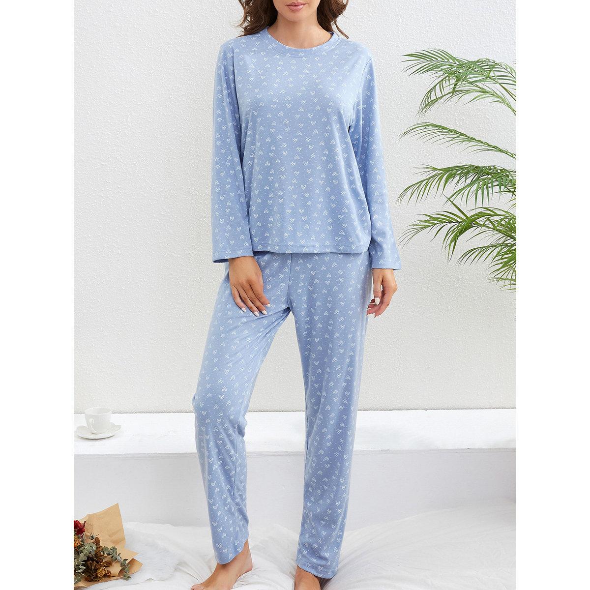 Take Two Women Heart Print T-Shirt and Pyjama Set-women-clothing-nightwear-pyjamas-longsets-image-4