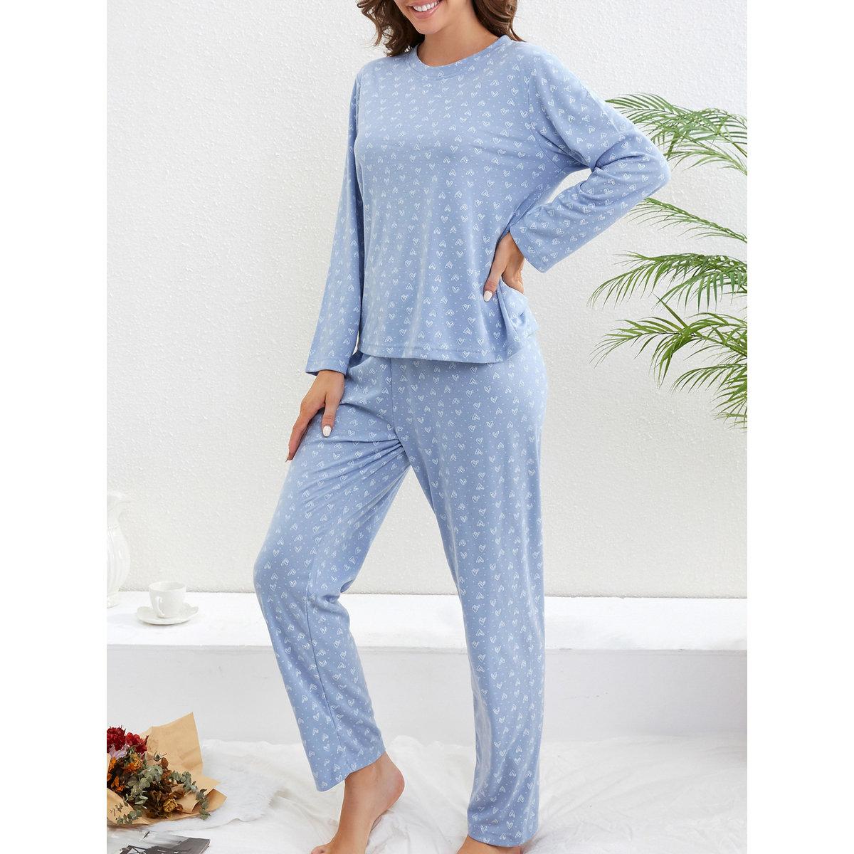 Take Two Women Heart Print T-Shirt and Pyjama Set-women-clothing-nightwear-pyjamas-longsets-image-5