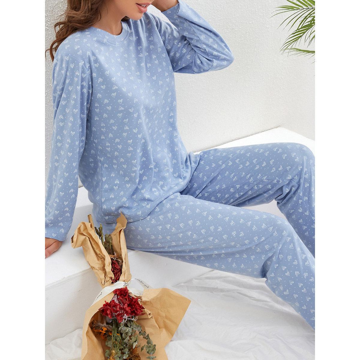 Take Two Women Heart Print T-Shirt and Pyjama Set-women-clothing-nightwear-pyjamas-longsets-image-6
