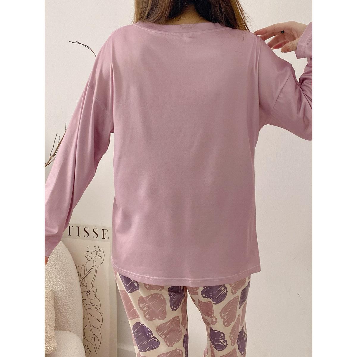Take Two Women Graphic Print T-Shirt and Pyjama Set-women-clothing-nightwear-pyjamas-longsets-image-2