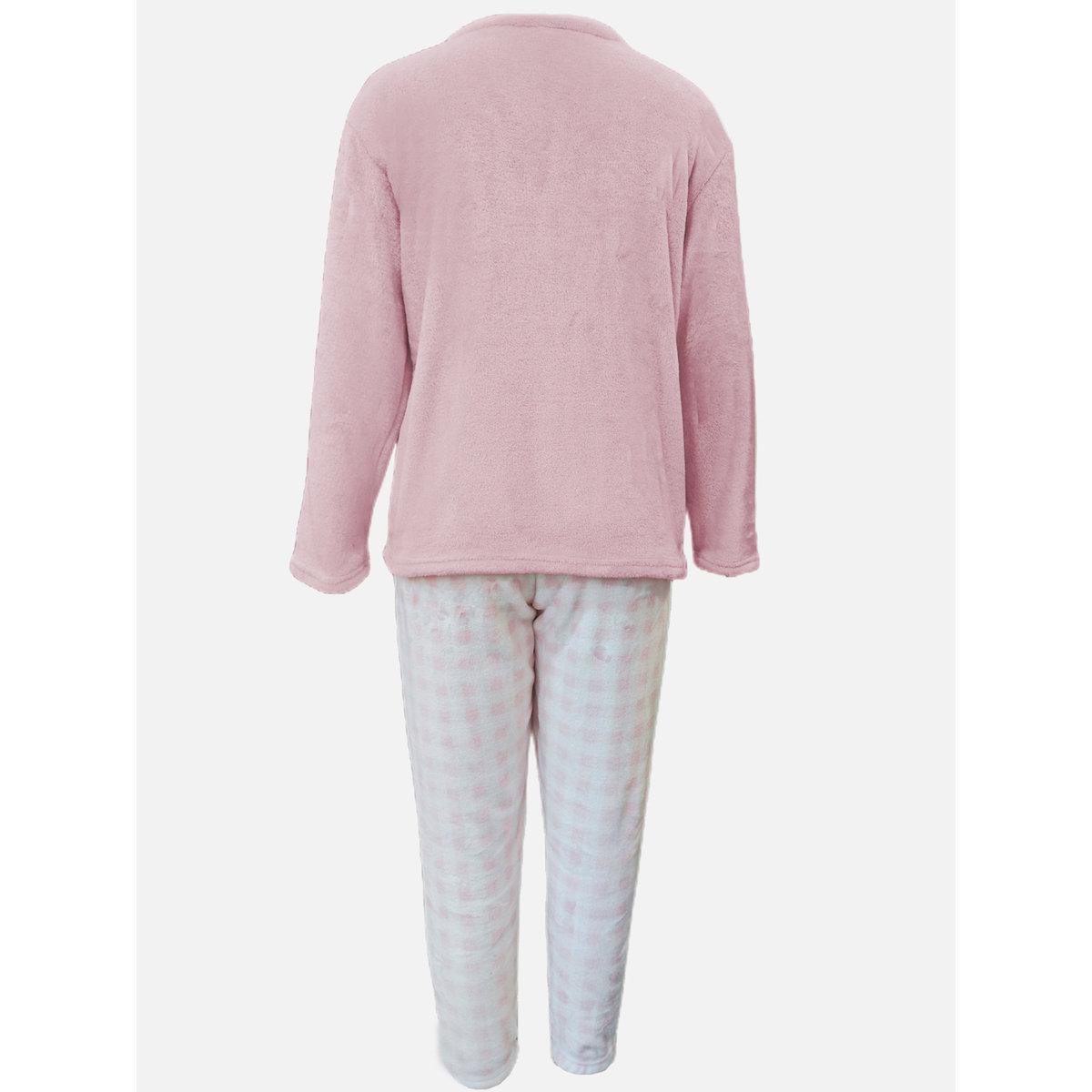 طقم من بنطال بيجاما بطبعة مربعات وبلوزة بتفاصيل جيب-women-clothing-nightwear-pyjamas-longsets-image-2