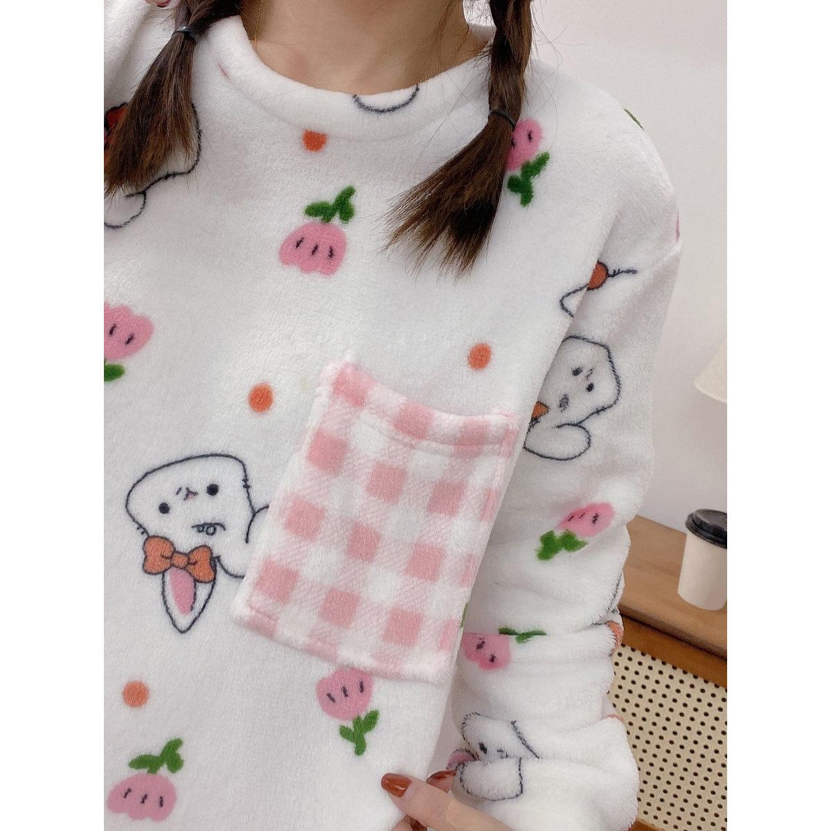 Take Two Women Flano Pocket Detail Top and Checked Pyjama Set-women-clothing-nightwear-pyjamas-longsets-image-5