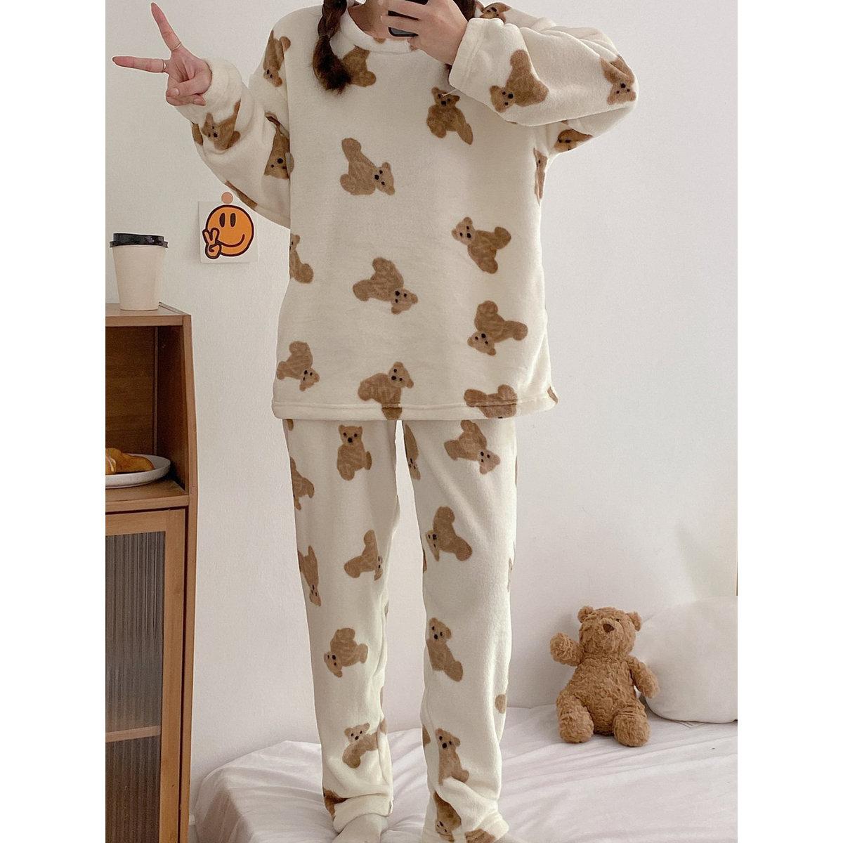 Take Two Women Flano Bear Graphic Top and Pyjama Set-women-clothing-nightwear-pyjamas-longsets-image-3