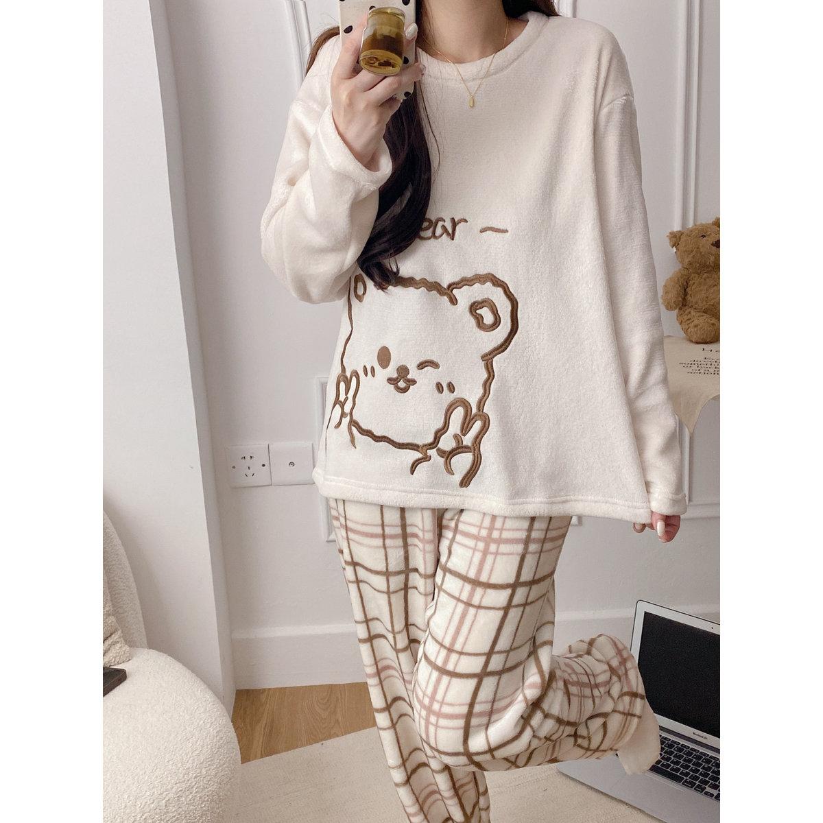 Take Two Women Flano Graphic Print Top and Checked Pyjama Set-women-clothing-nightwear-pyjamas-longsets-image-5