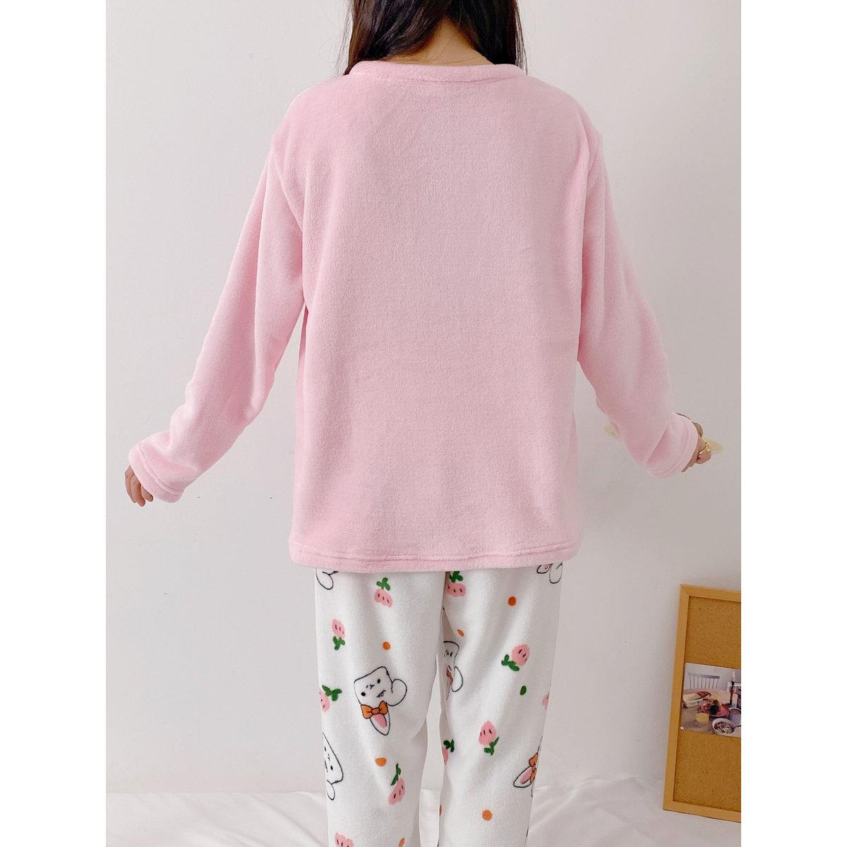 Take Two Women Flano Graphic Print Top and Pjama Set-women-clothing-nightwear-pyjamas-longsets-image-2