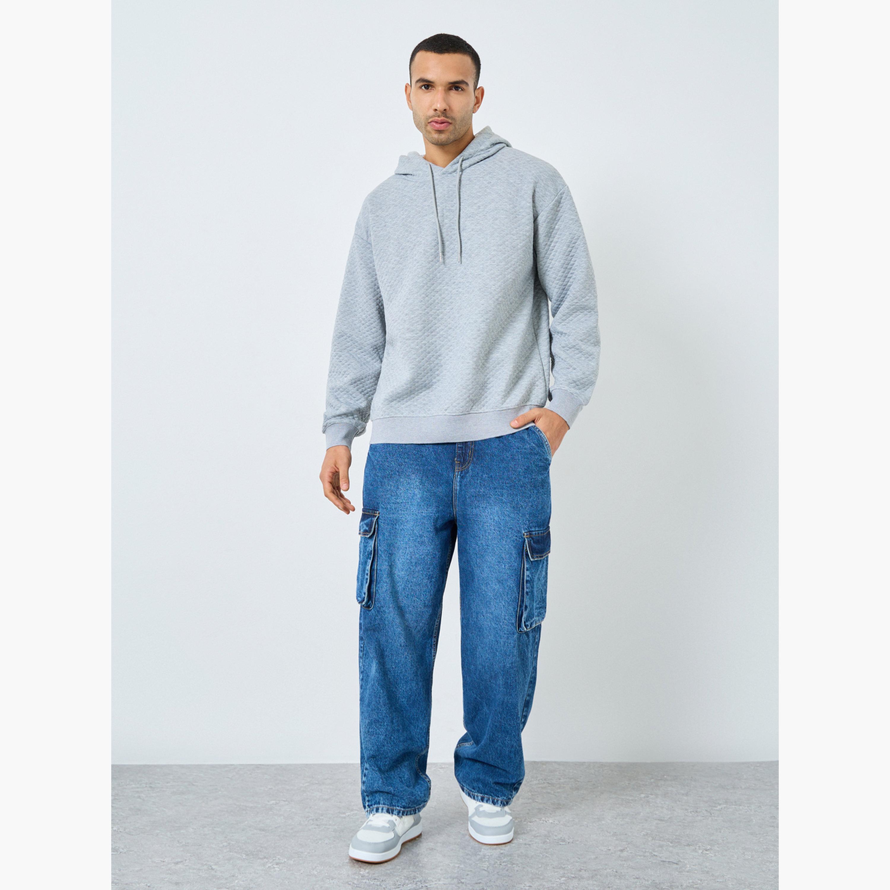 ستايلي - هودي رجالي رمادي اللون بنقشة مقاس كبير اوفر سايز -men-winterwear-hoodiesandsweatshirts-image-2