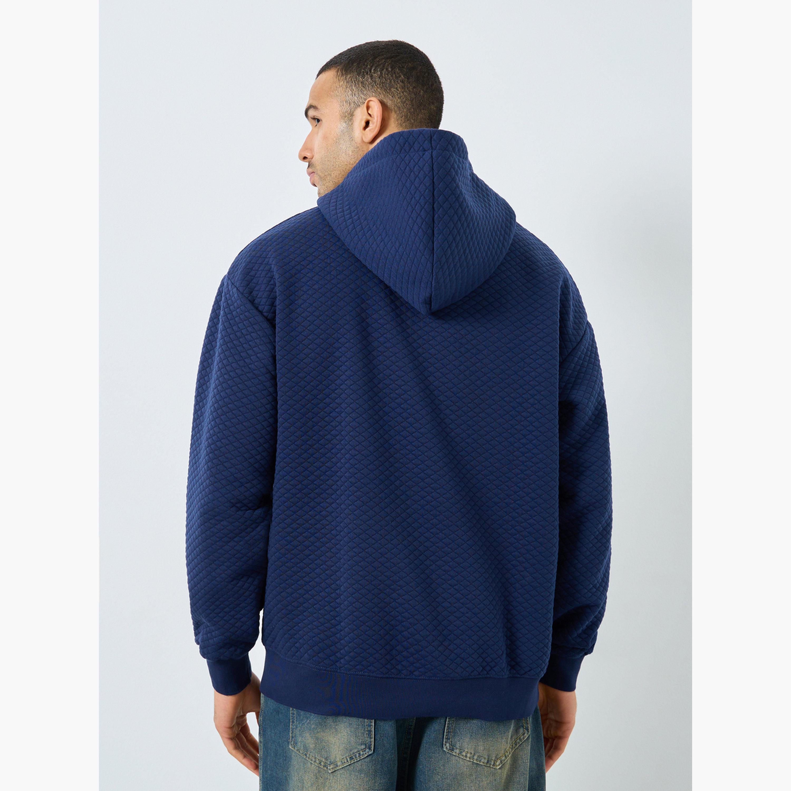 ستايلي - هودي رجالي مقاس كبير اوفر سايز  ذو نسيج أزرق داكن-men-winterwear-hoodiesandsweatshirts-image-5