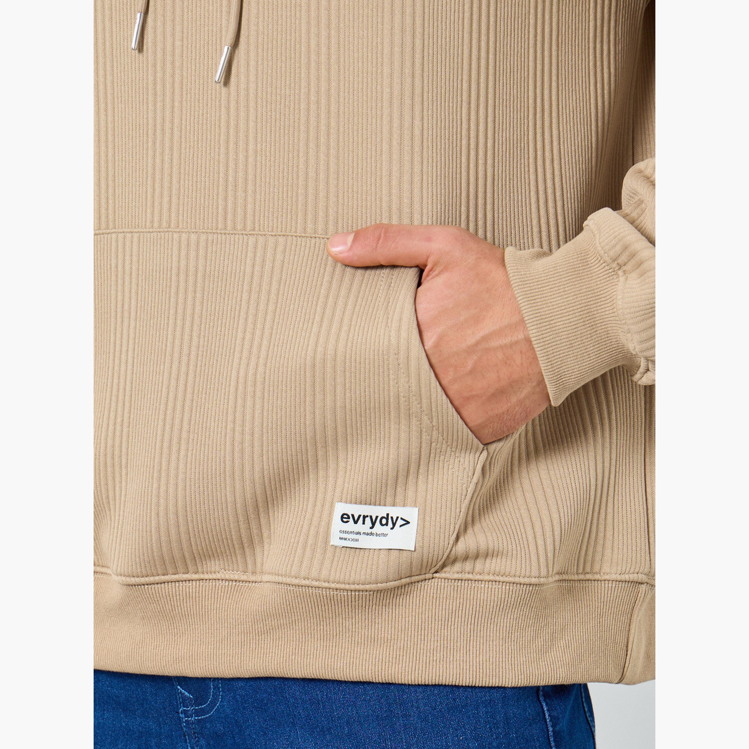 ستايلي - هودي حجم كبير مضلع لون بيج-men-winterwear-hoodiesandsweatshirts-image-3