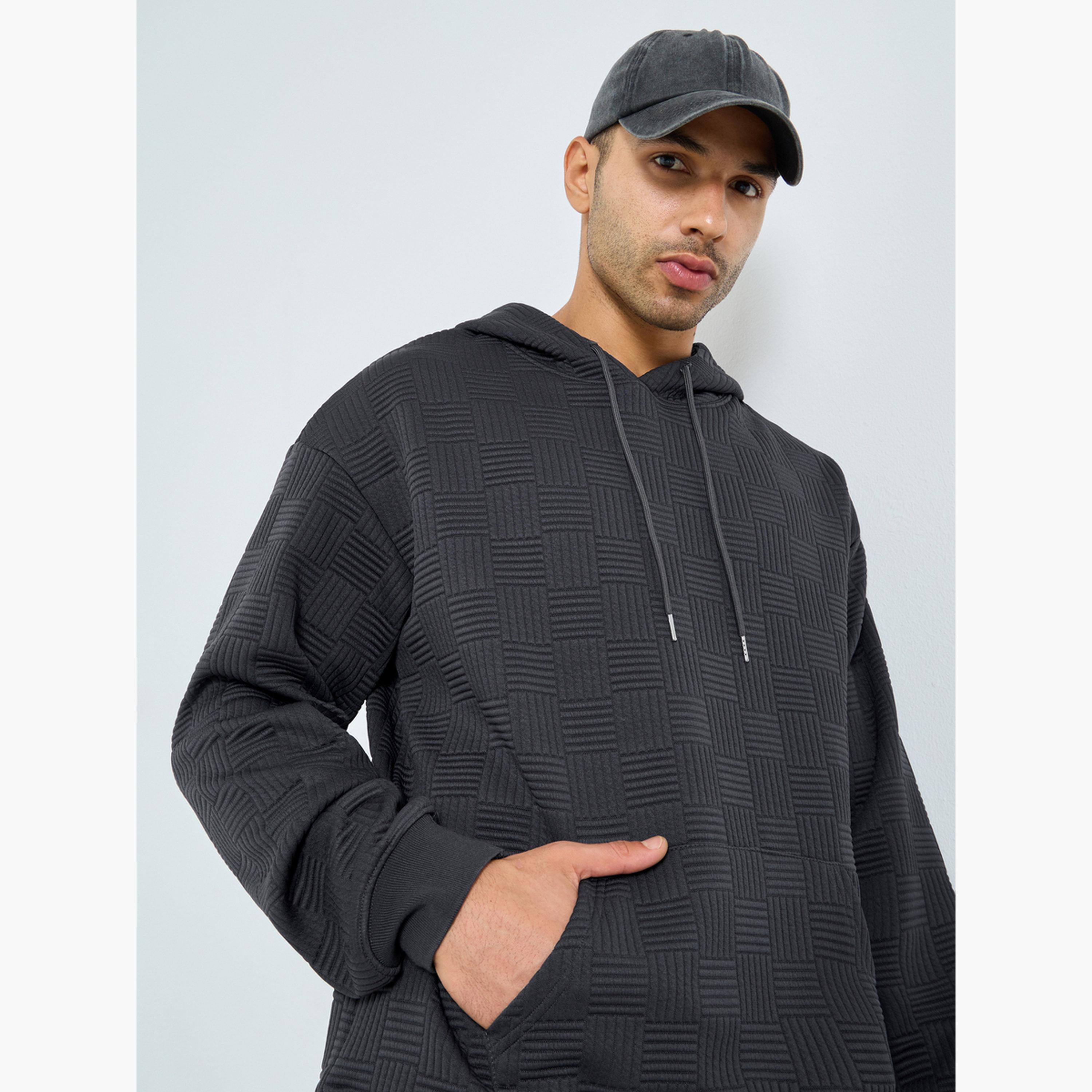 Styli Textured Hooded Neck Long Sleeves Men's Hoodie-men-winterwear-hoodiesandsweatshirts-image-3