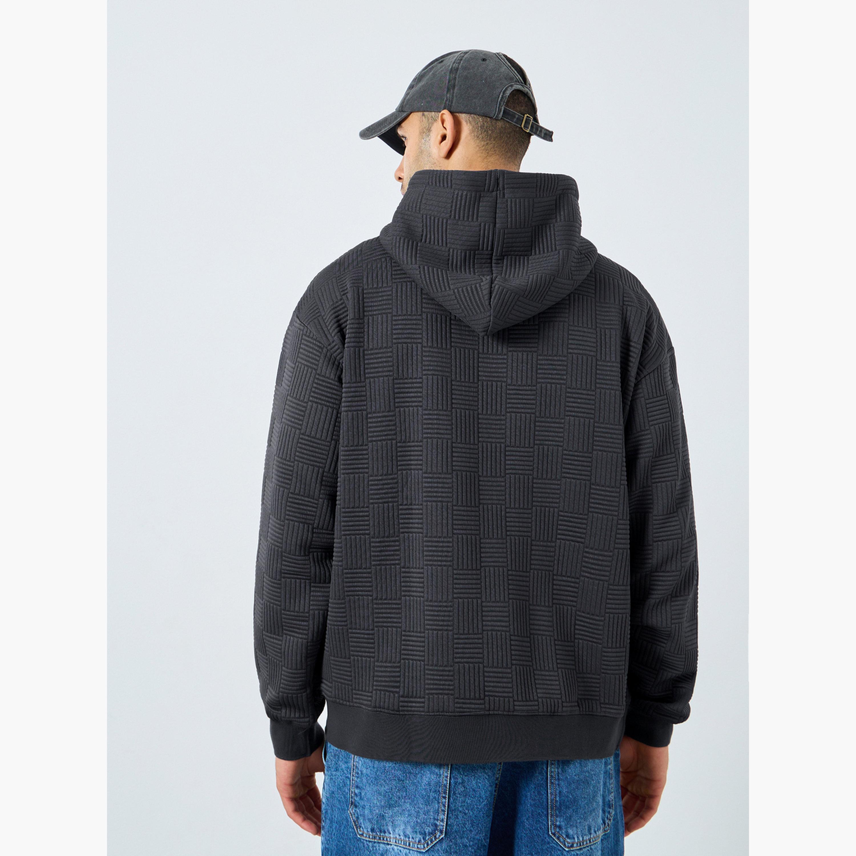 Styli Textured Hooded Neck Long Sleeves Men's Hoodie-men-winterwear-hoodiesandsweatshirts-image-5