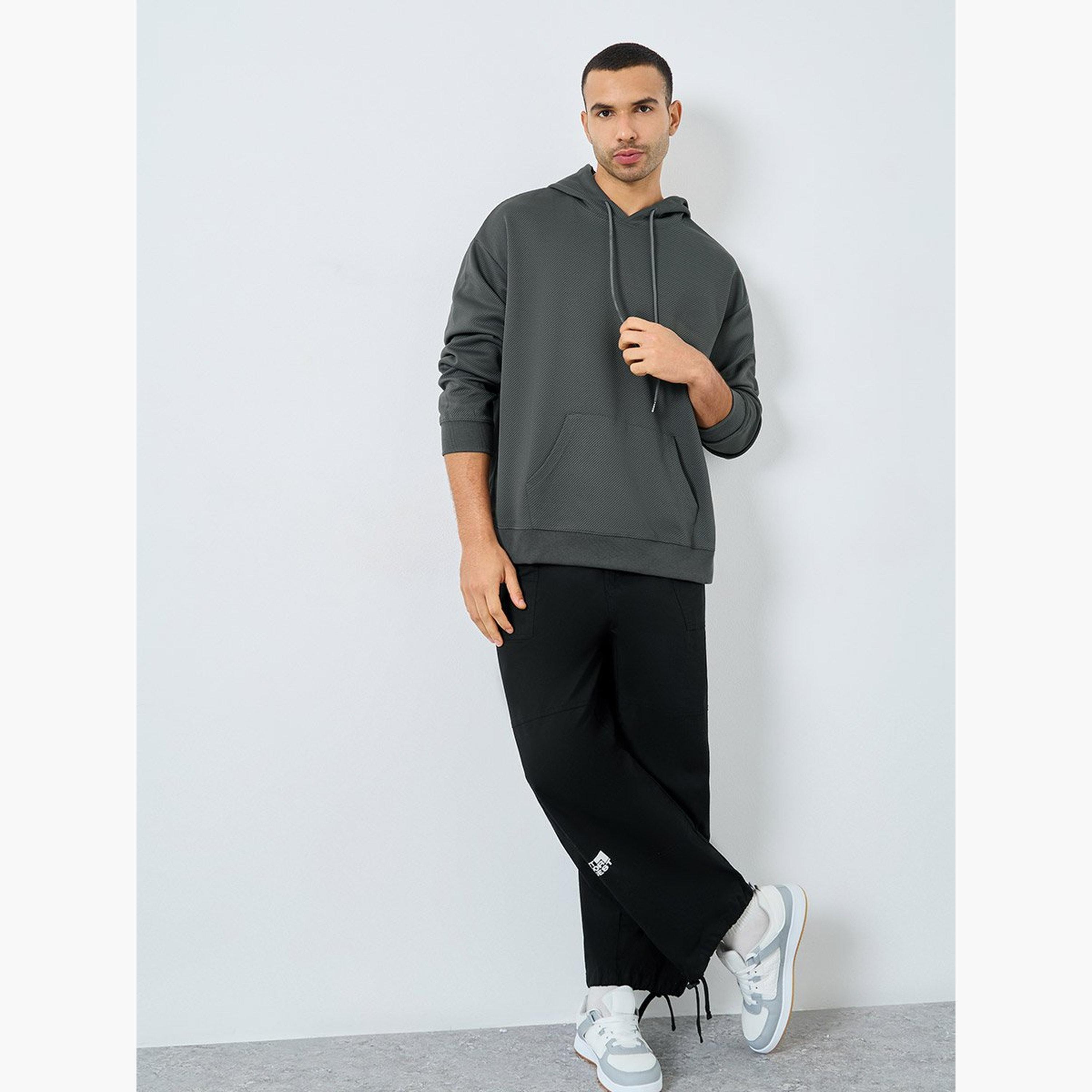 ستايلي - هودي مقاس كبير محبوك بلون الفحم-men-winterwear-hoodiesandsweatshirts-image-2