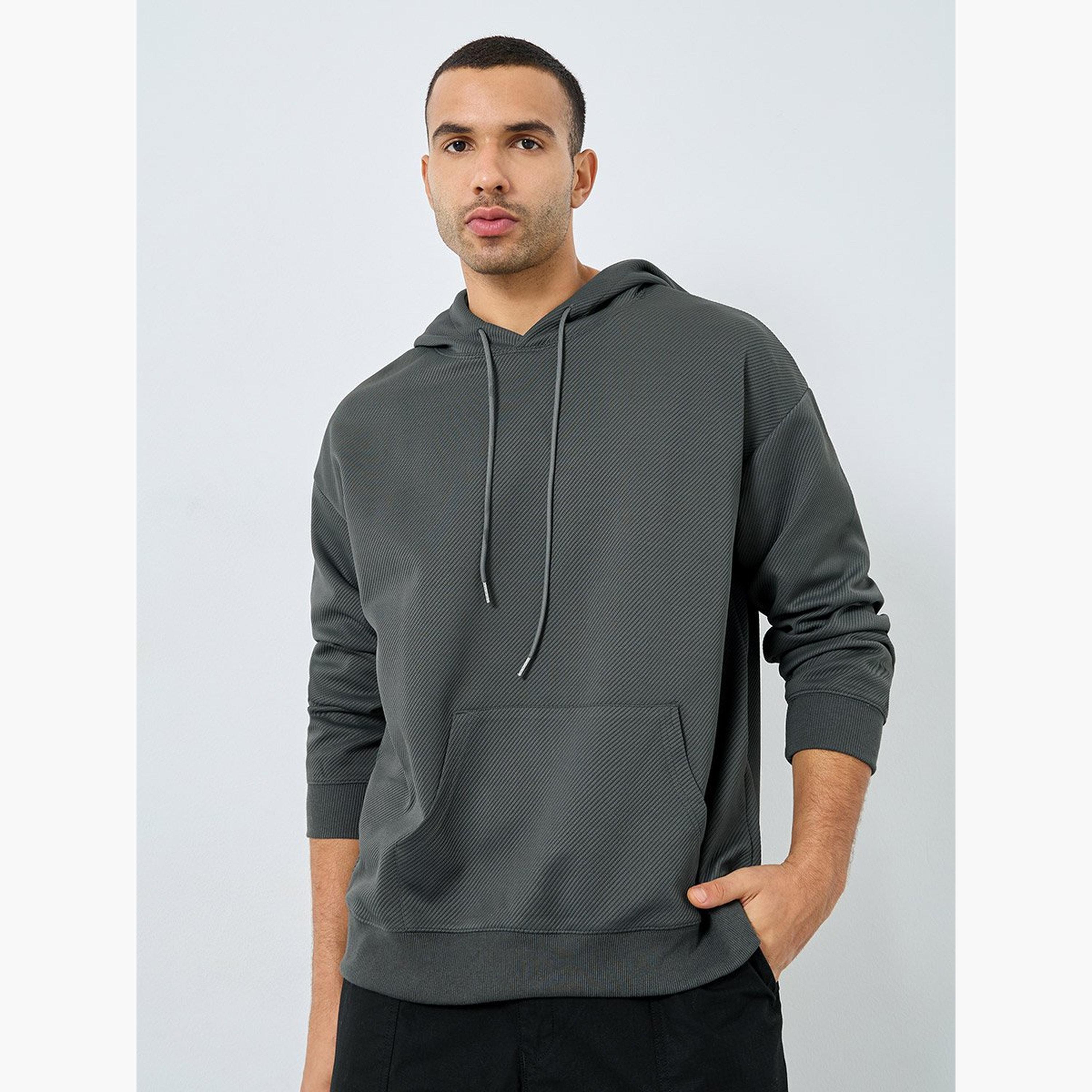 ستايلي - هودي مقاس كبير محبوك بلون الفحم-men-winterwear-hoodiesandsweatshirts-image-3