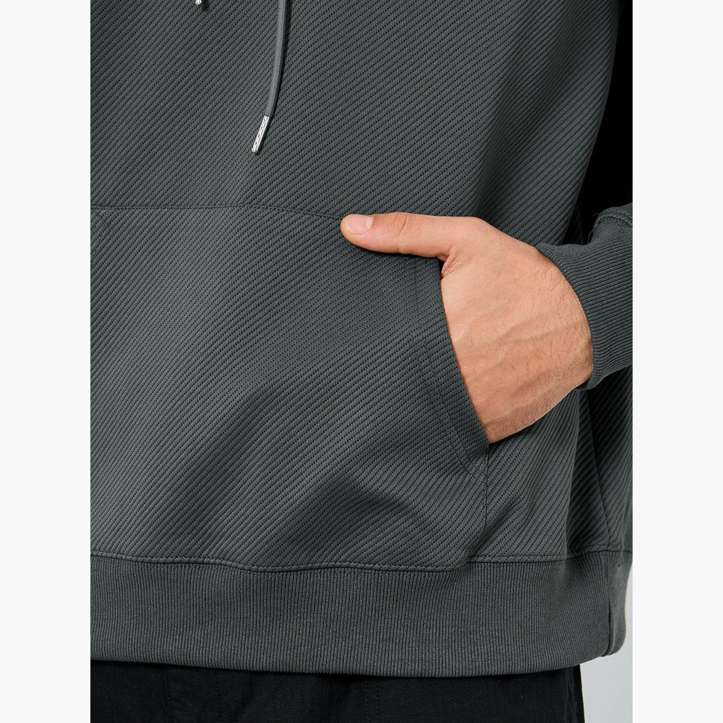 ستايلي - هودي مقاس كبير محبوك بلون الفحم-men-winterwear-hoodiesandsweatshirts-image-4