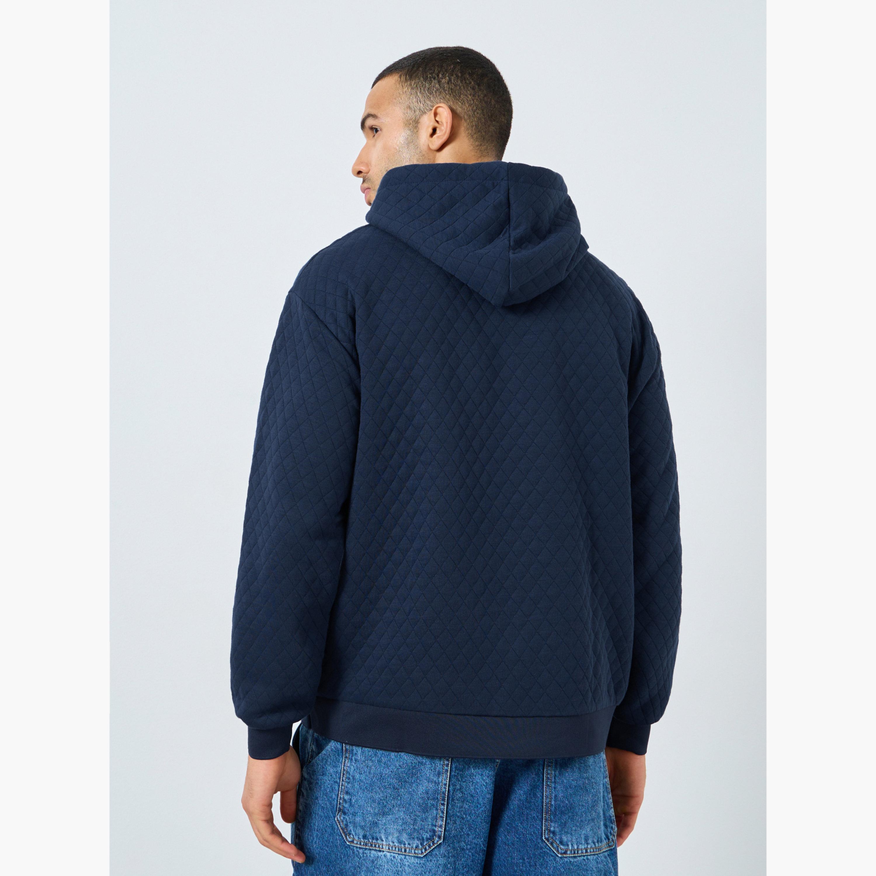 ستايلي - هودي رجالي مقاس كبير اوفر سايز  بمظهر مبطن لون أزرق بحري-men-winterwear-hoodiesandsweatshirts-image-5