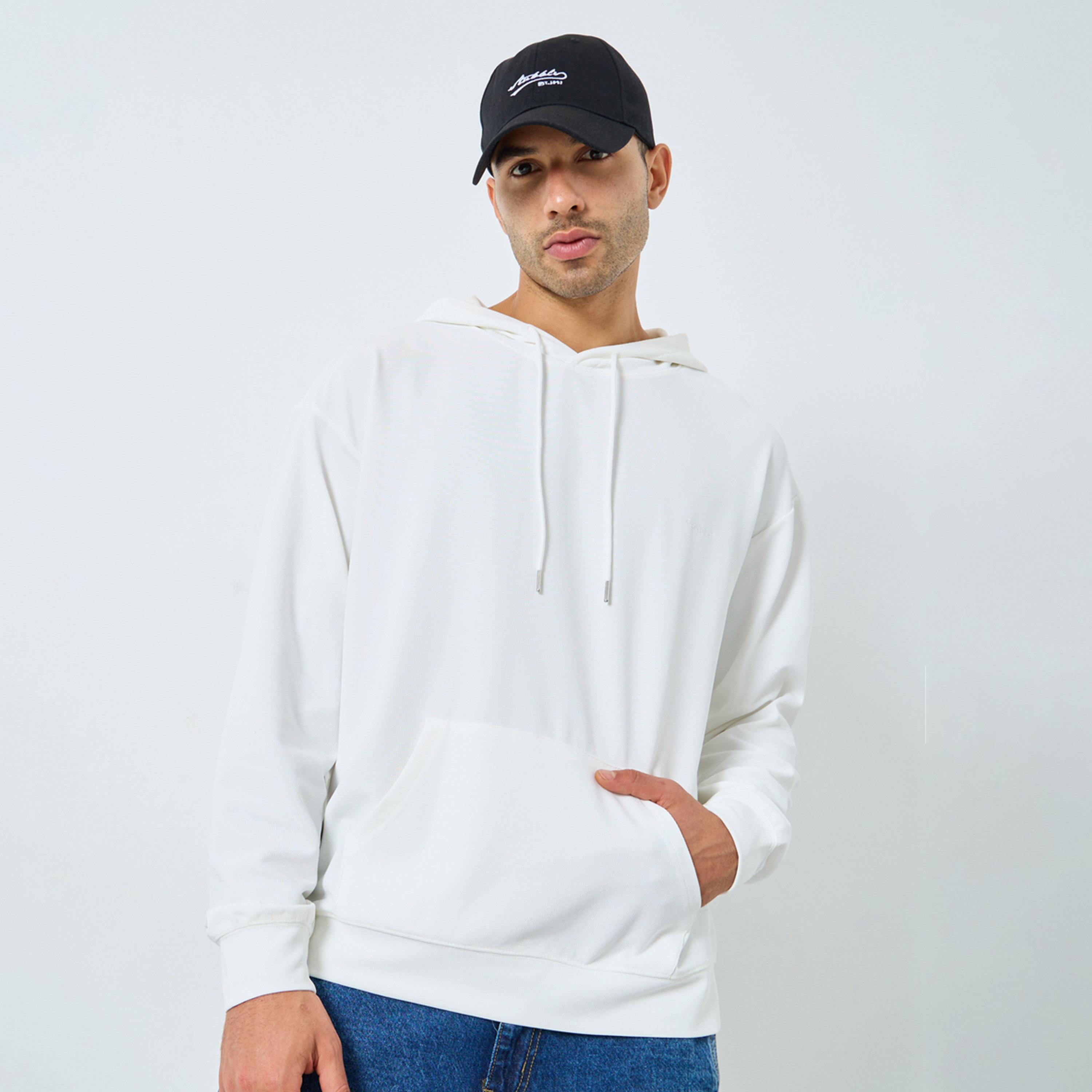 ستايلي - هودي حجم كبير بنقشة الوافل الأبيض-men-winterwear-hoodiesandsweatshirts-image-1