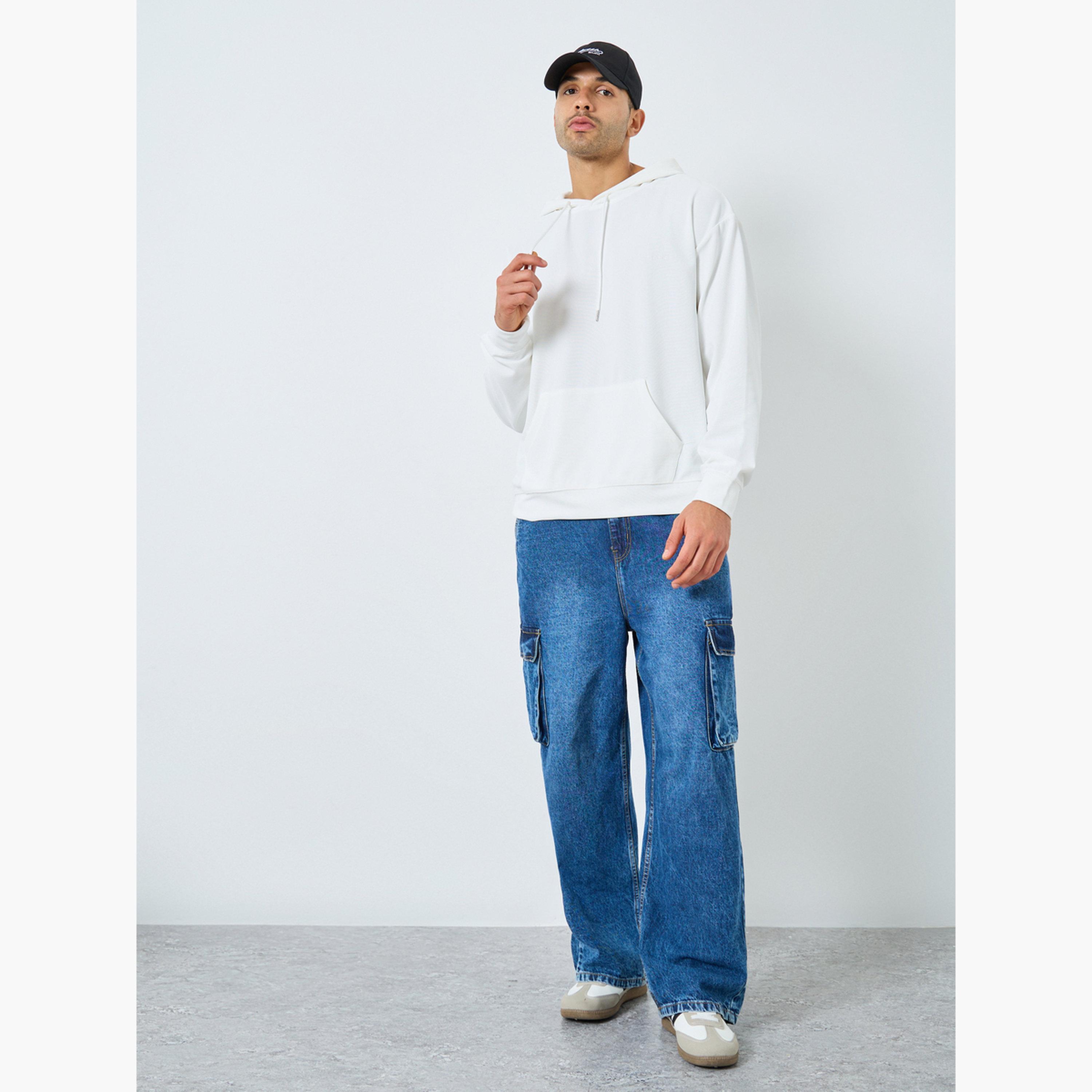 ستايلي - هودي حجم كبير بنقشة الوافل الأبيض-men-winterwear-hoodiesandsweatshirts-image-2