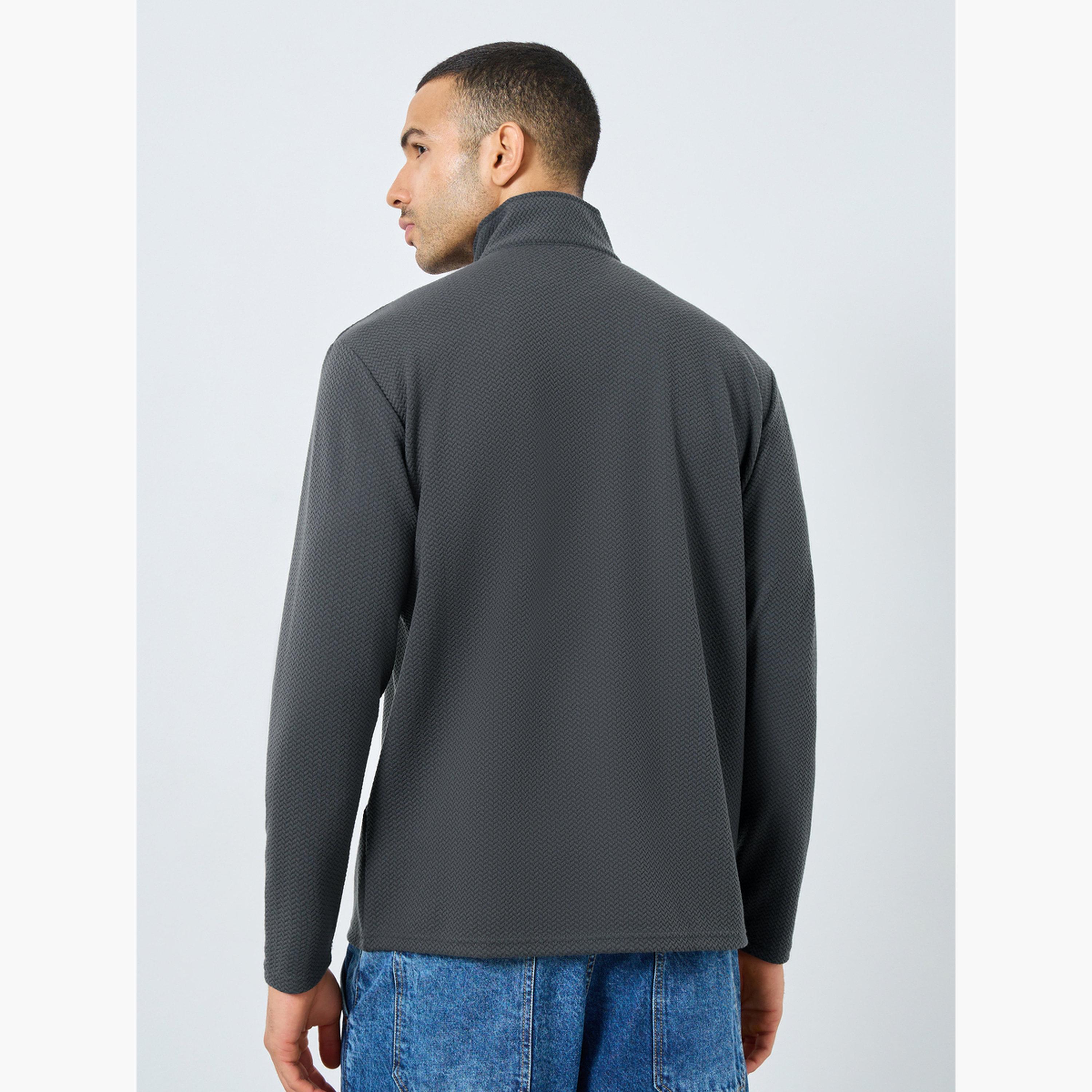 Styli Textured Funnel Neck Long Sleeves Men's Sweatshirt-men-winterwear-hoodiesandsweatshirts-image-3