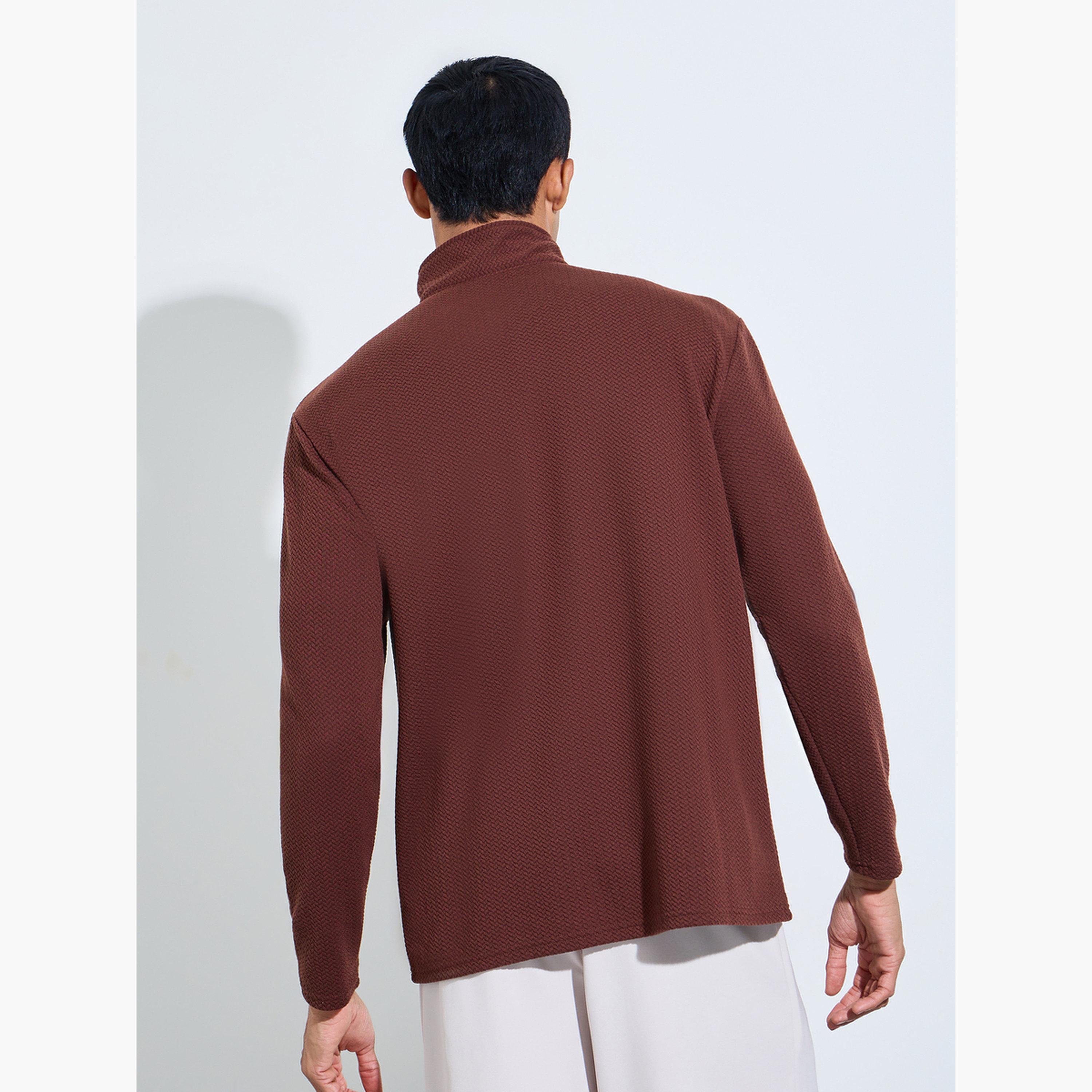 Styli Men Pebble Textured Quarter Zip Relaxed Sweatshirt-men-winterwear-hoodiesandsweatshirts-image-4