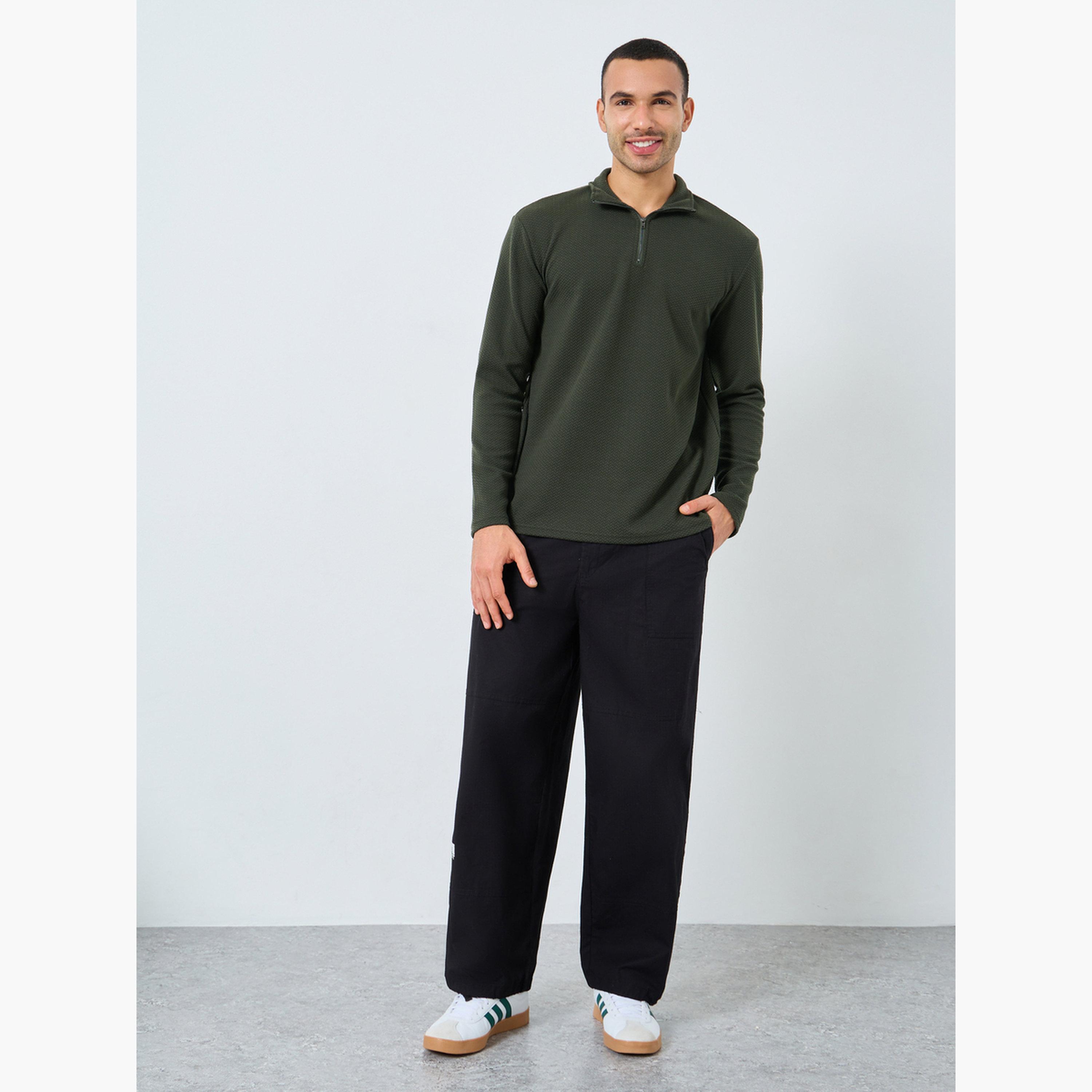 Styli Textured Funnel Neck Long Sleeves Men's Sweatshirt-men-winterwear-hoodiesandsweatshirts-image-2