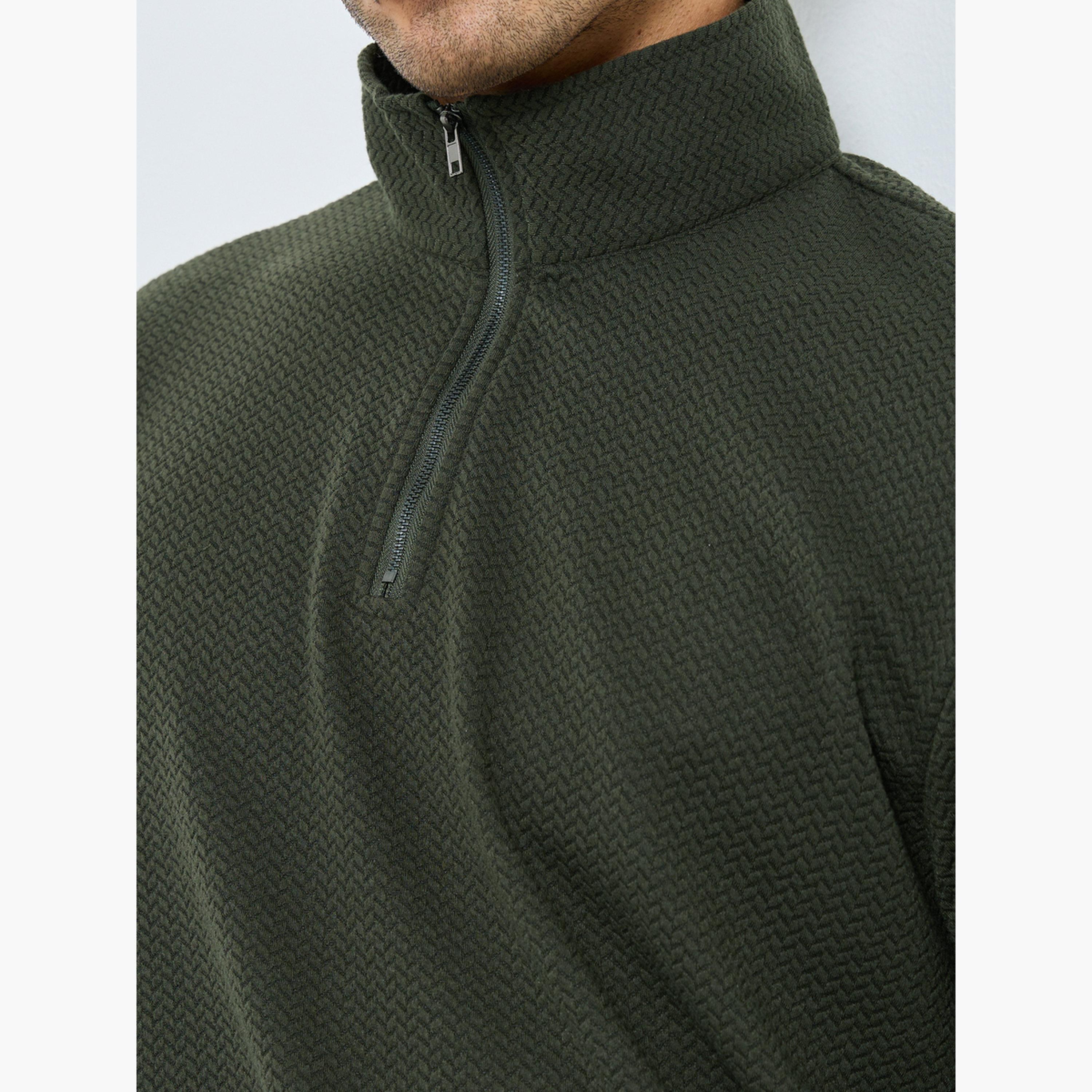 Styli Textured Funnel Neck Long Sleeves Men's Sweatshirt-men-winterwear-hoodiesandsweatshirts-image-5