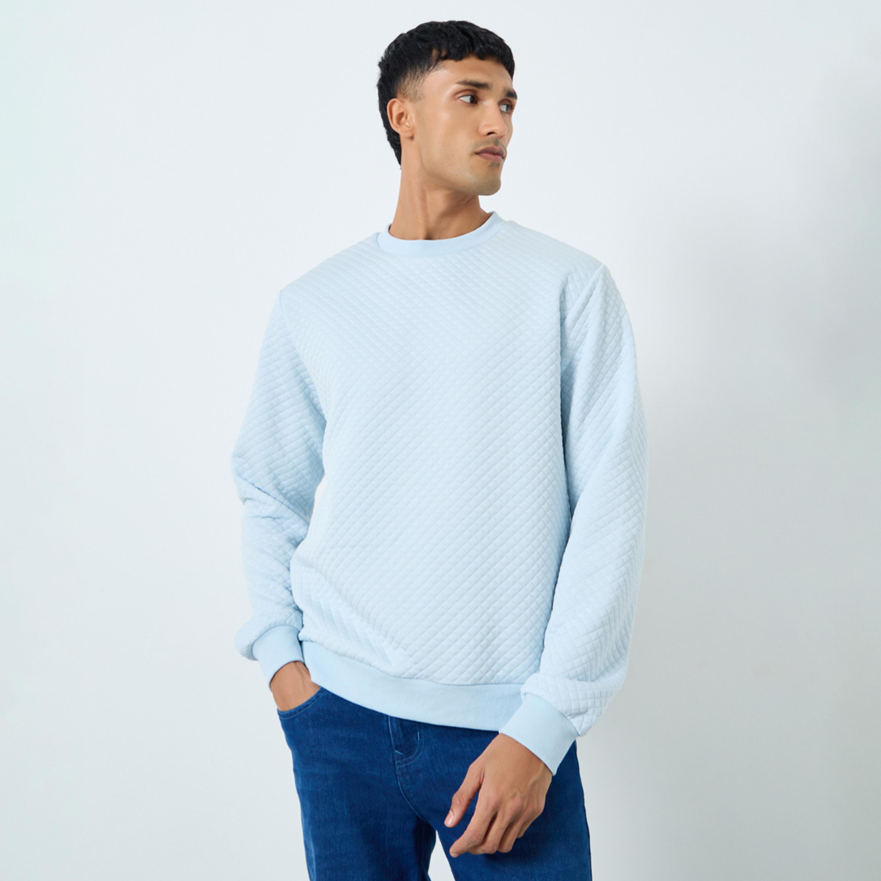 Styli Quilted Round Neck Long Sleeves Men's Sweatshirt-men-winterwear-hoodiesandsweatshirts-image-1