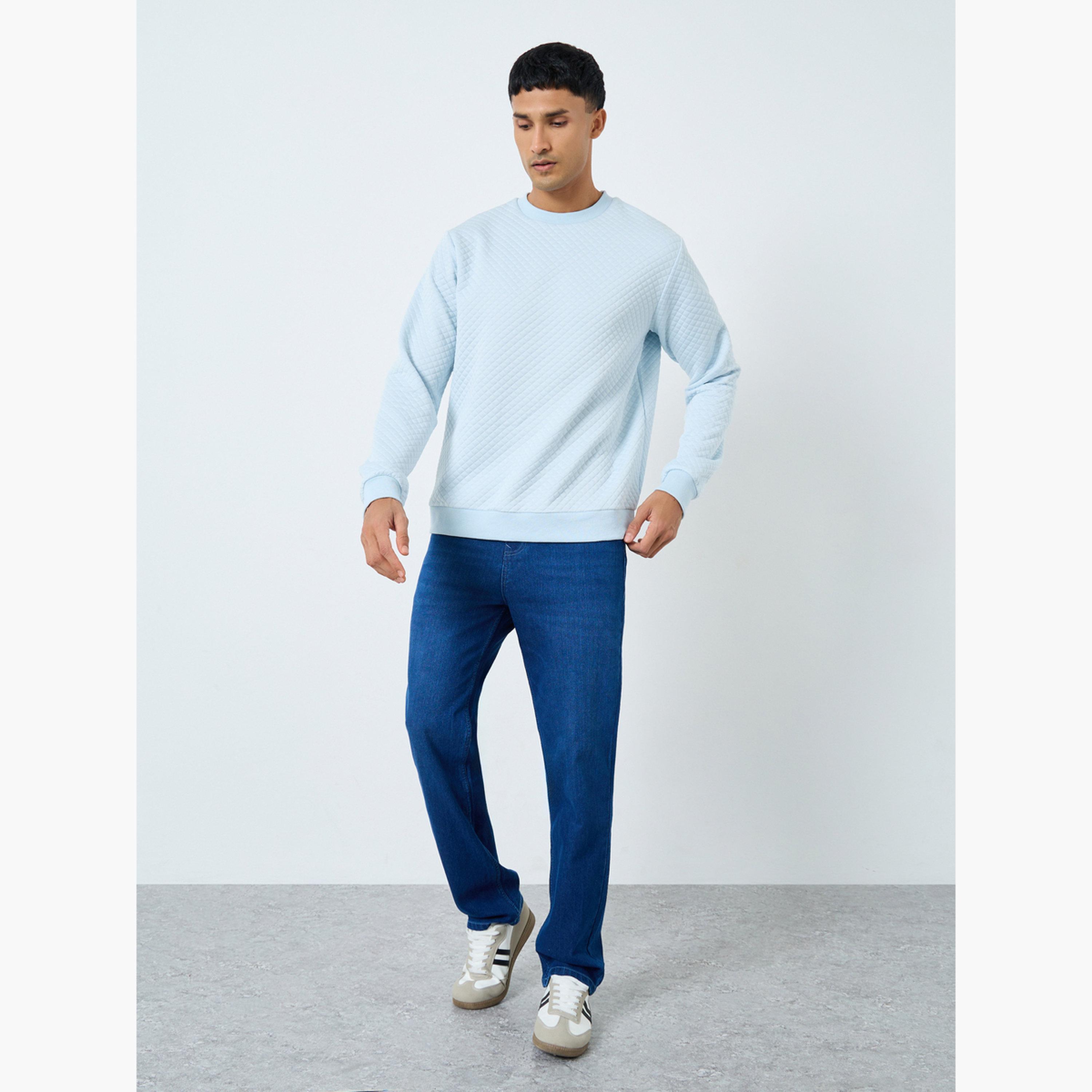 Styli Quilted Round Neck Long Sleeves Men's Sweatshirt-men-winterwear-hoodiesandsweatshirts-image-2