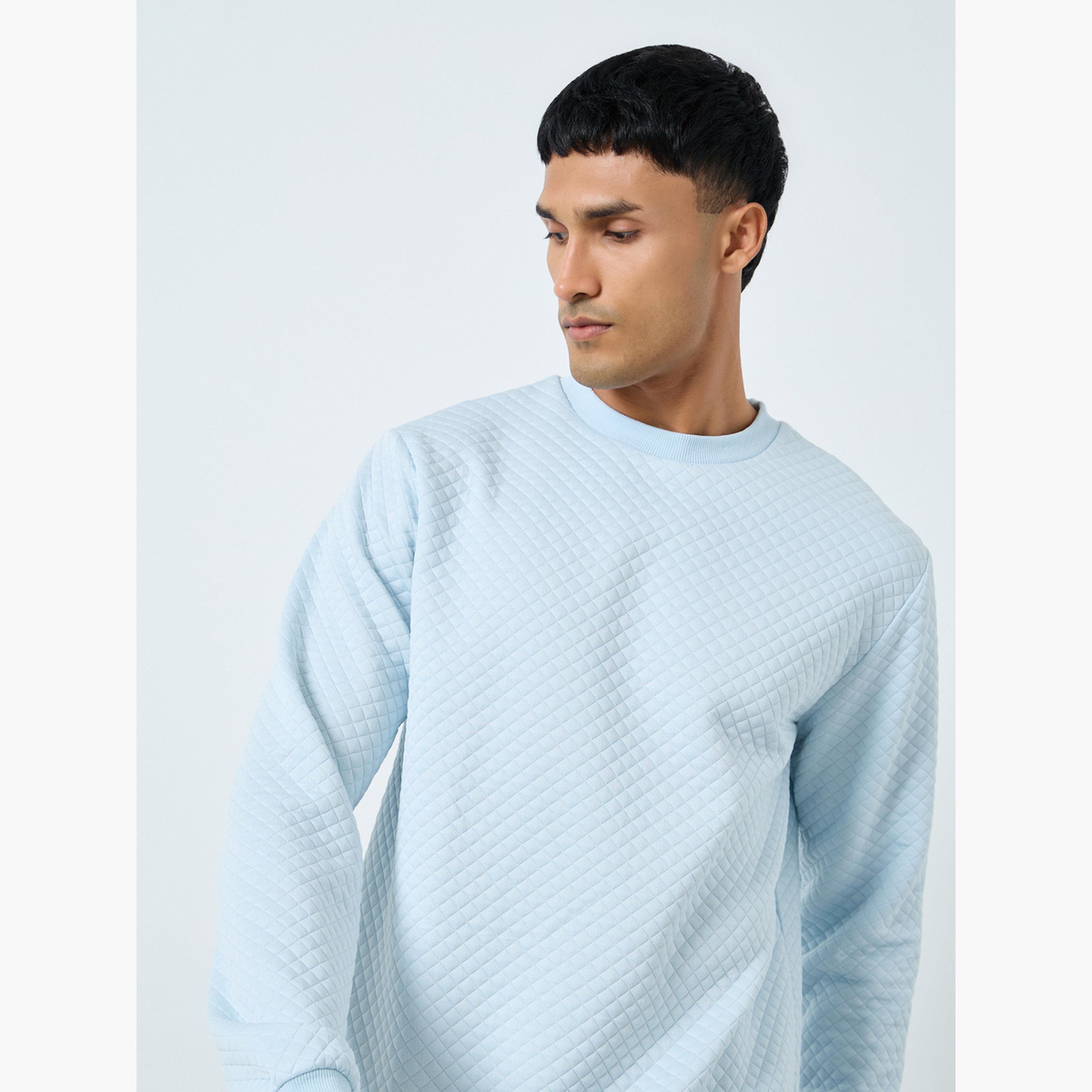Styli Quilted Round Neck Long Sleeves Men's Sweatshirt-men-winterwear-hoodiesandsweatshirts-image-3