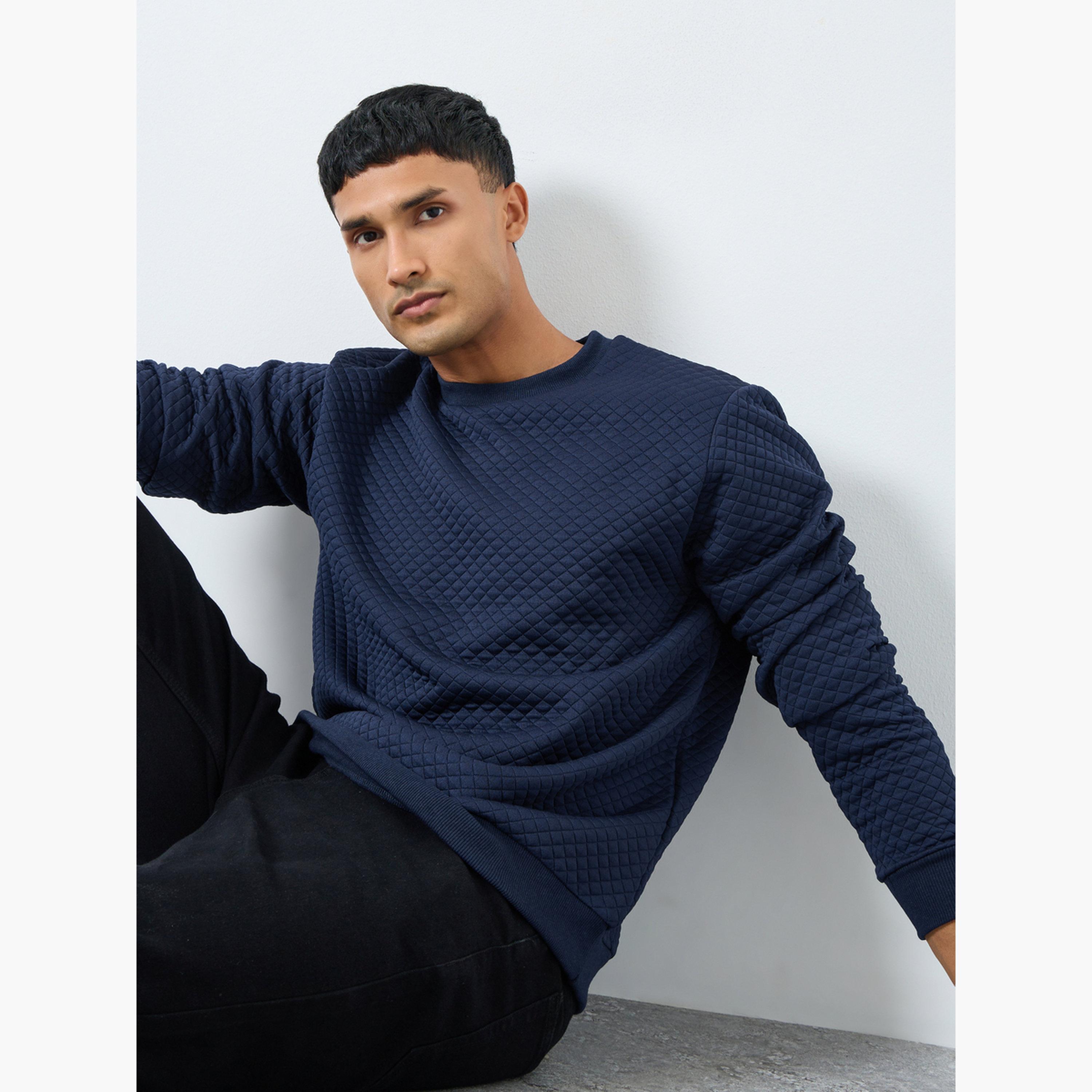 Styli Quilted Round Neck Long Sleeves Men's Sweatshirt-men-winterwear-hoodiesandsweatshirts-image-5