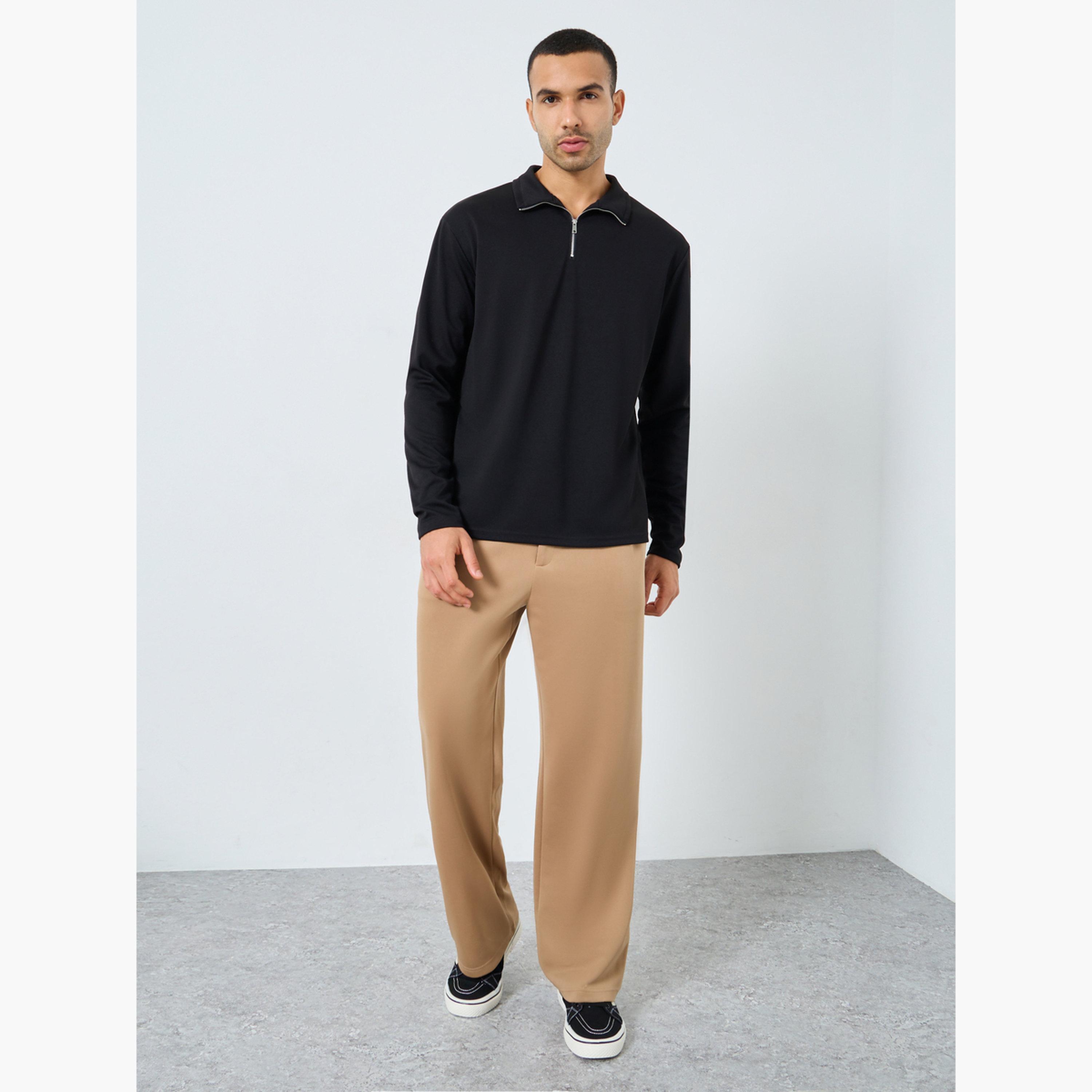 Styli Textured Funnel Neck Long Sleeves Men's Sweatshirt-men-winterwear-hoodiesandsweatshirts-image-2