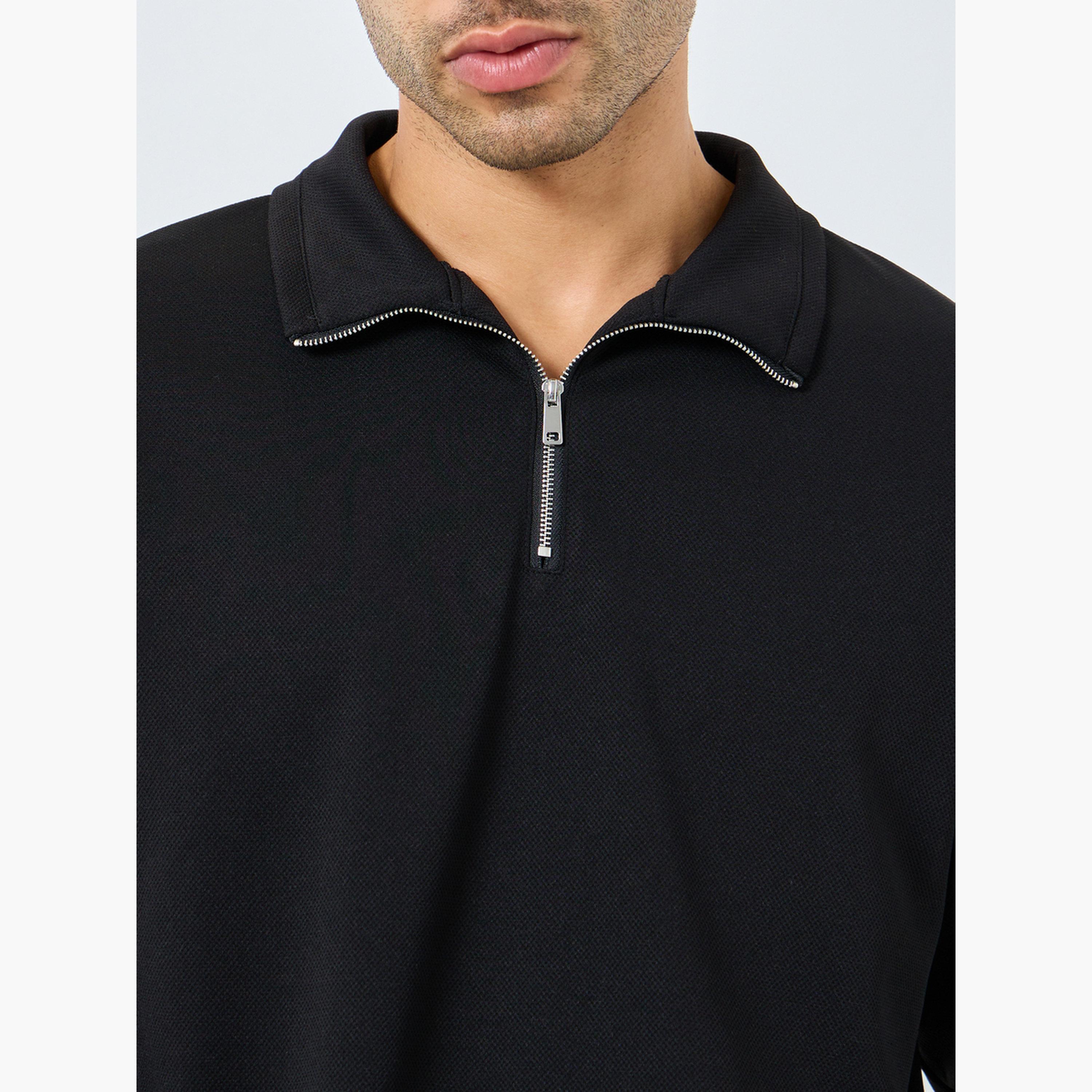 ستايلي - سويت شيرت رجالي أسود بسحاب ربعي منقوش-men-winterwear-hoodiesandsweatshirts-image-4