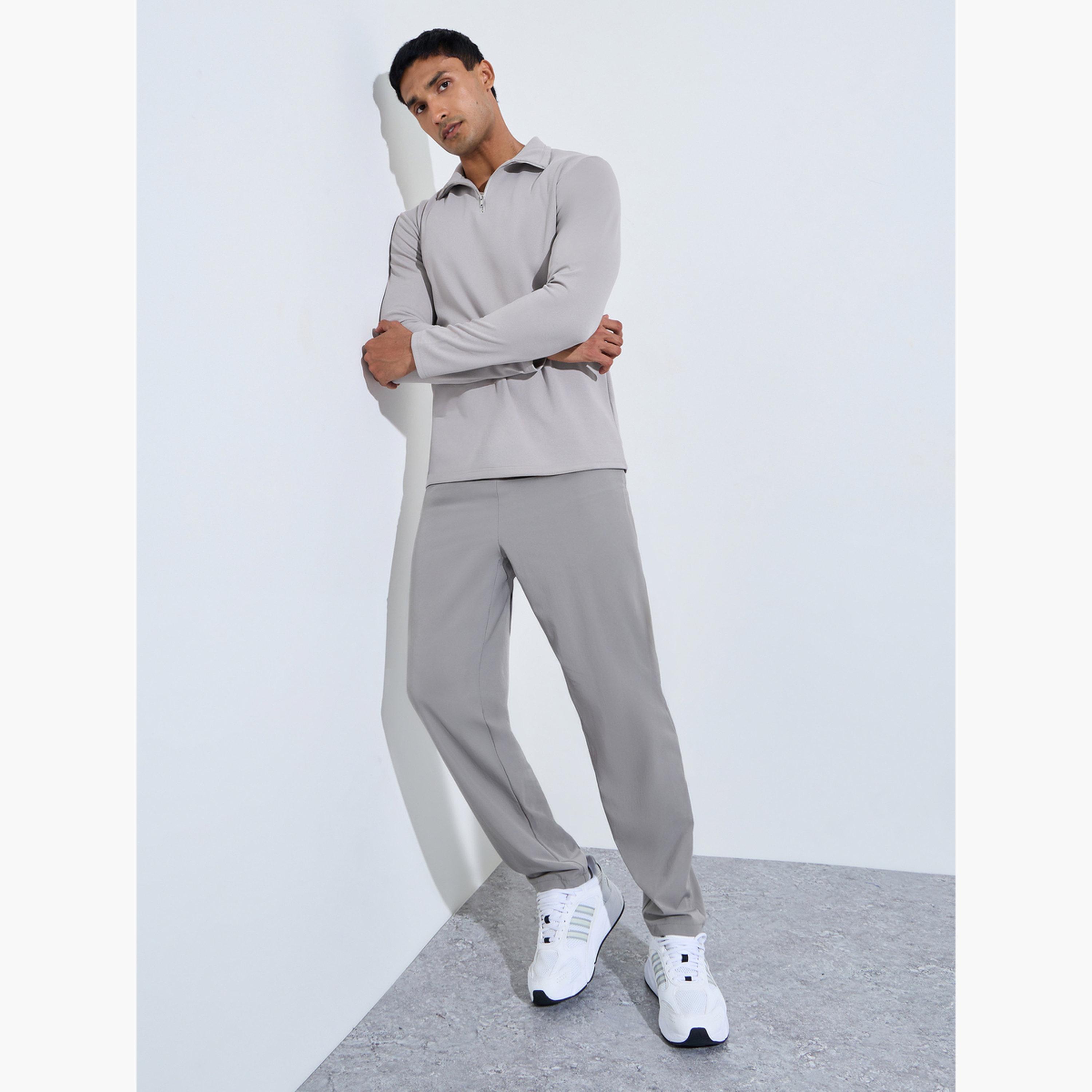 ستايلي - سويت شيرت رجالي رمادي اللون بسحاب ربعي منقوش-men-winterwear-hoodiesandsweatshirts-image-2