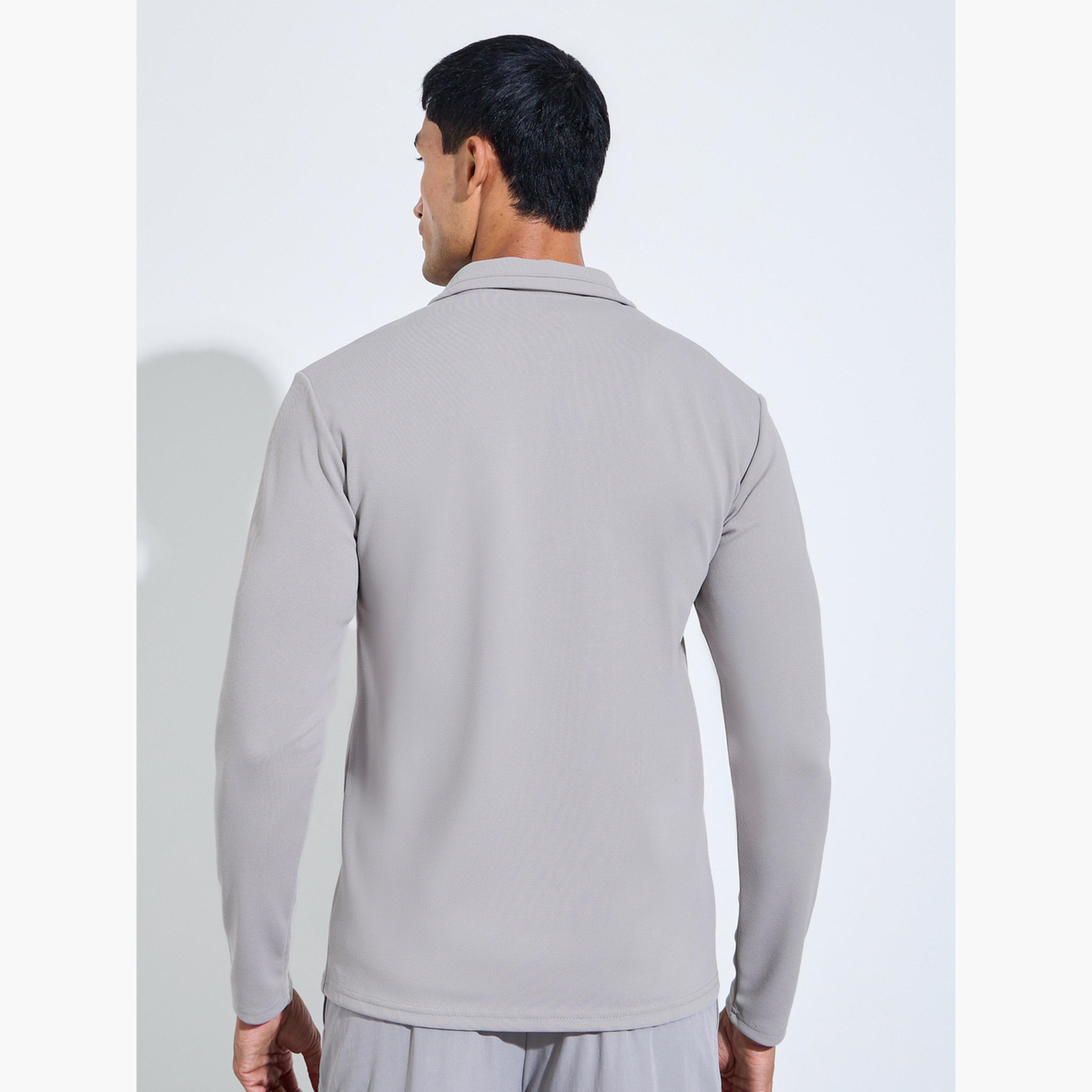 ستايلي - سويت شيرت رجالي رمادي اللون بسحاب ربعي منقوش-men-winterwear-hoodiesandsweatshirts-image-3