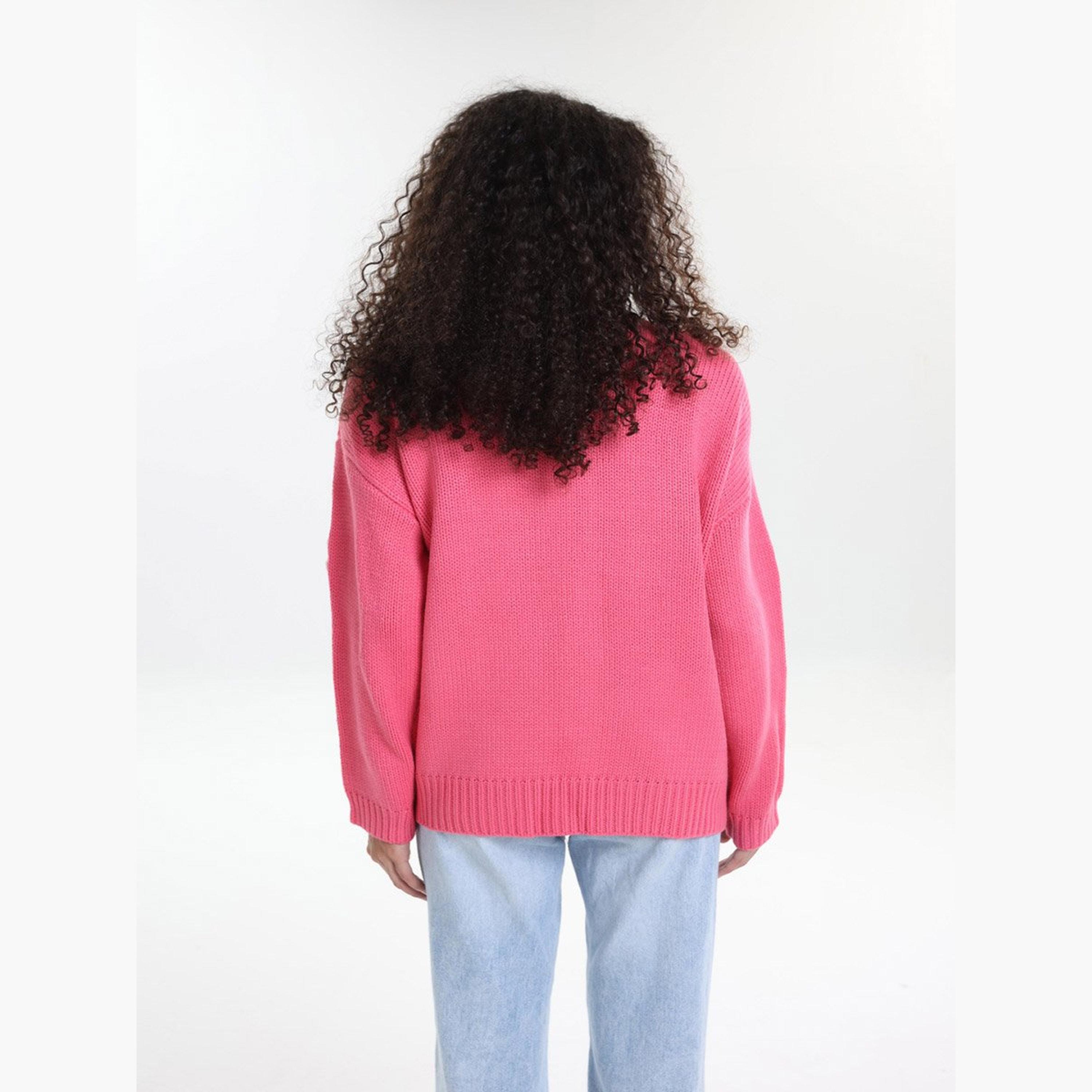 Take Two Plus Size Pink Flower Embroidery Knit Cardigan-women-clothing-coatsandjackets-coats-image-2