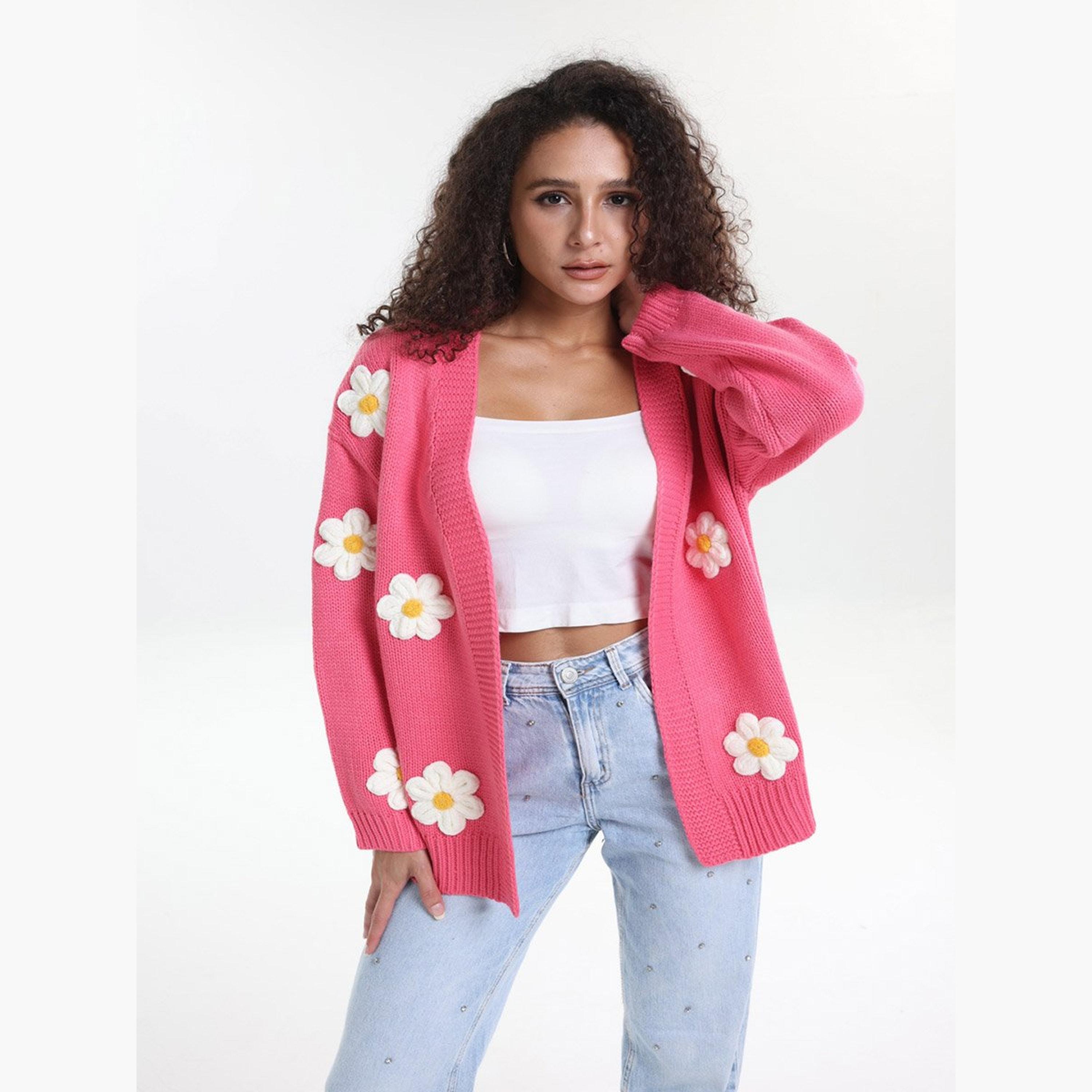 Take Two Plus Size Pink Flower Embroidery Knit Cardigan-women-clothing-coatsandjackets-coats-image-4