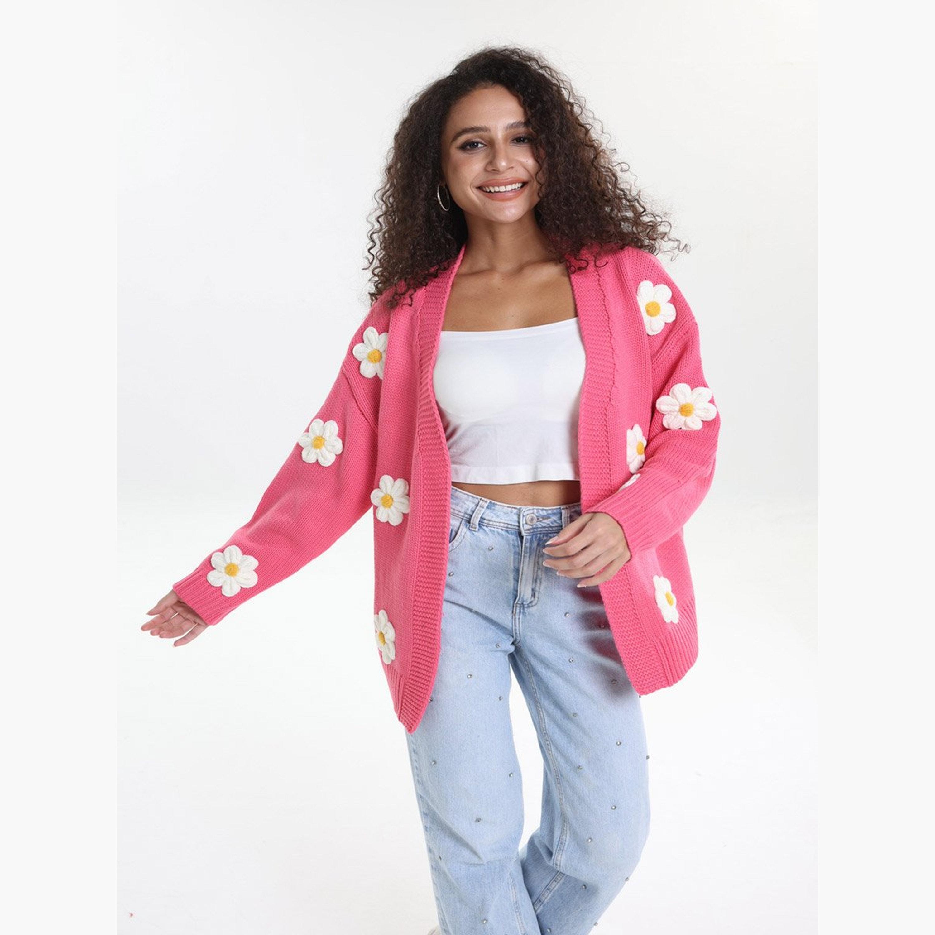 Take Two Plus Size Pink Flower Embroidery Knit Cardigan-women-clothing-coatsandjackets-coats-image-6