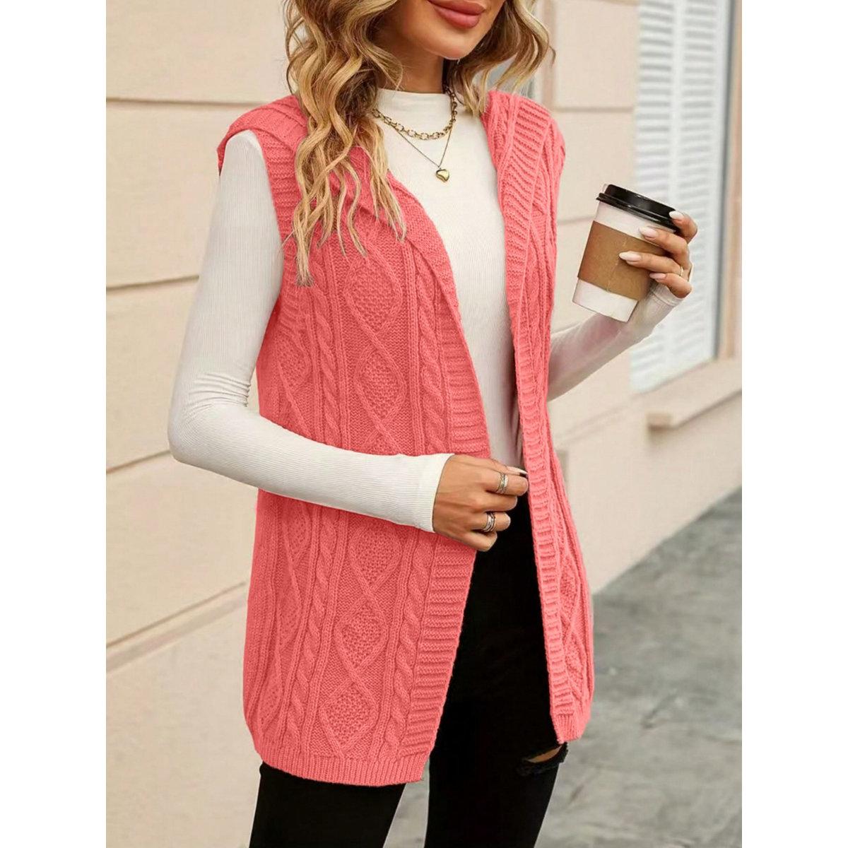 Take Two Plus Size Hooded Cable Knit Cardigan-women-clothing-hoodiesandsweatshirts-hoodies-image-2