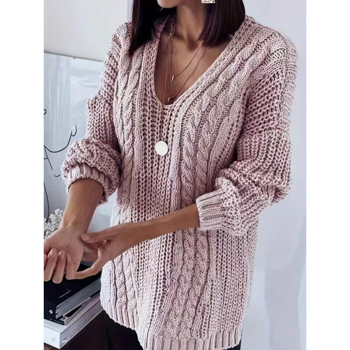 Take Two Plus Size V Neck Cable Knit Sweater-women-clothing-hoodiesandsweatshirts-hoodies-image-1