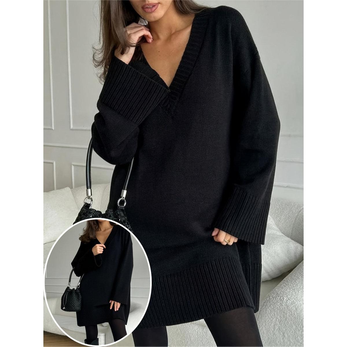 Take Two Plus Size Longline V Neck Sweater-women-clothing-hoodiesandsweatshirts-hoodies-image-1