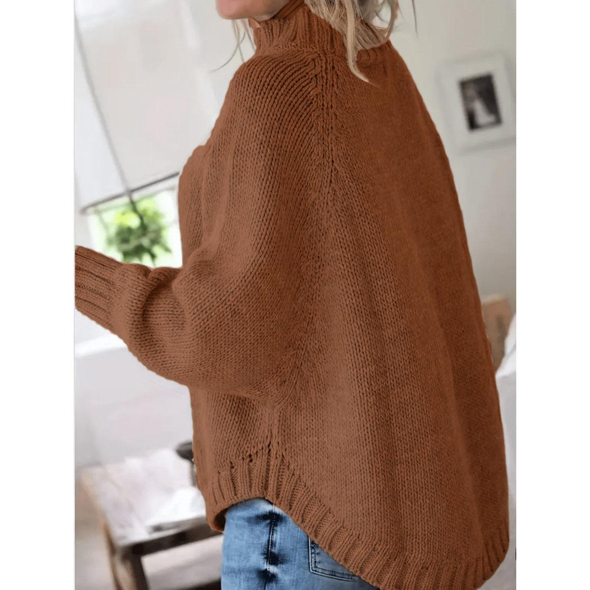 Take Two Plus Size Solid High Neck Cable Knit Sweater-women-clothing-hoodiesandsweatshirts-hoodies-image-2