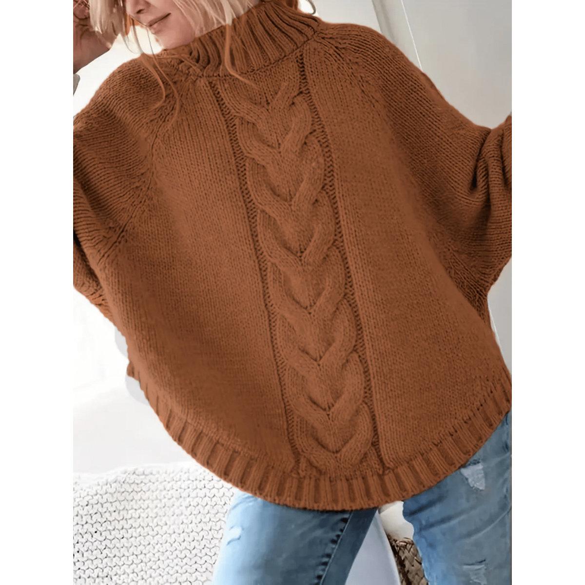 Take Two Plus Size Solid High Neck Cable Knit Sweater-women-clothing-hoodiesandsweatshirts-hoodies-image-3