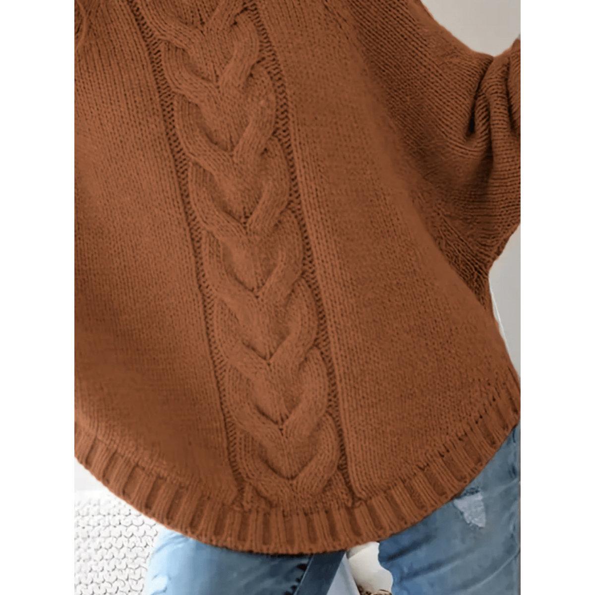 Take Two Plus Size Solid High Neck Cable Knit Sweater-women-clothing-hoodiesandsweatshirts-hoodies-image-5