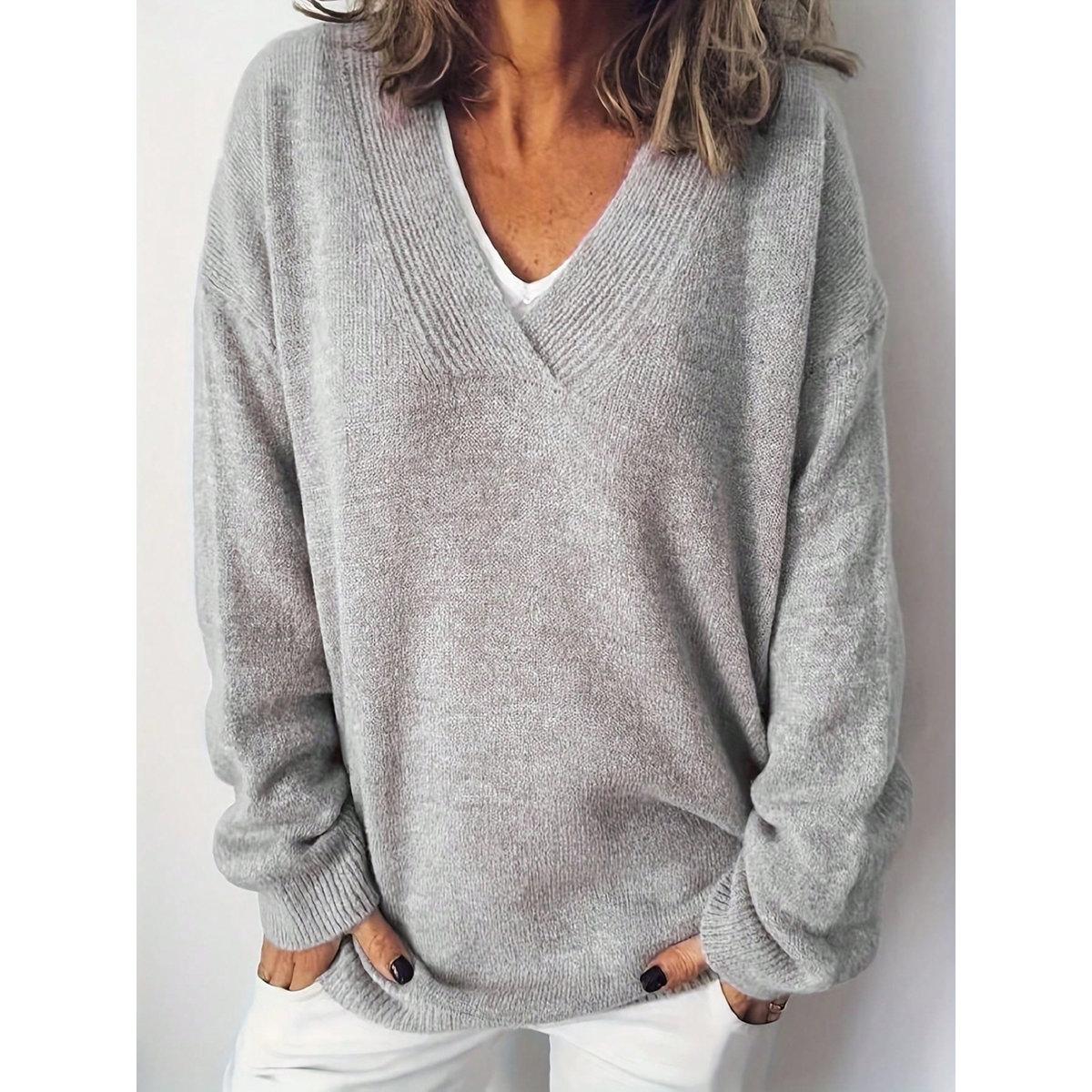 Take Two Plus Size Solid V Neck Knit Sweater-women-clothing-hoodiesandsweatshirts-hoodies-image-1