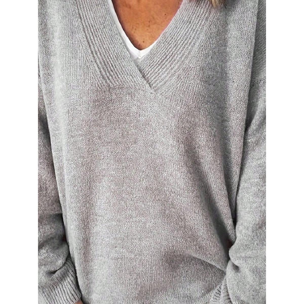 Take Two Plus Size Solid V Neck Knit Sweater-women-clothing-hoodiesandsweatshirts-hoodies-image-2