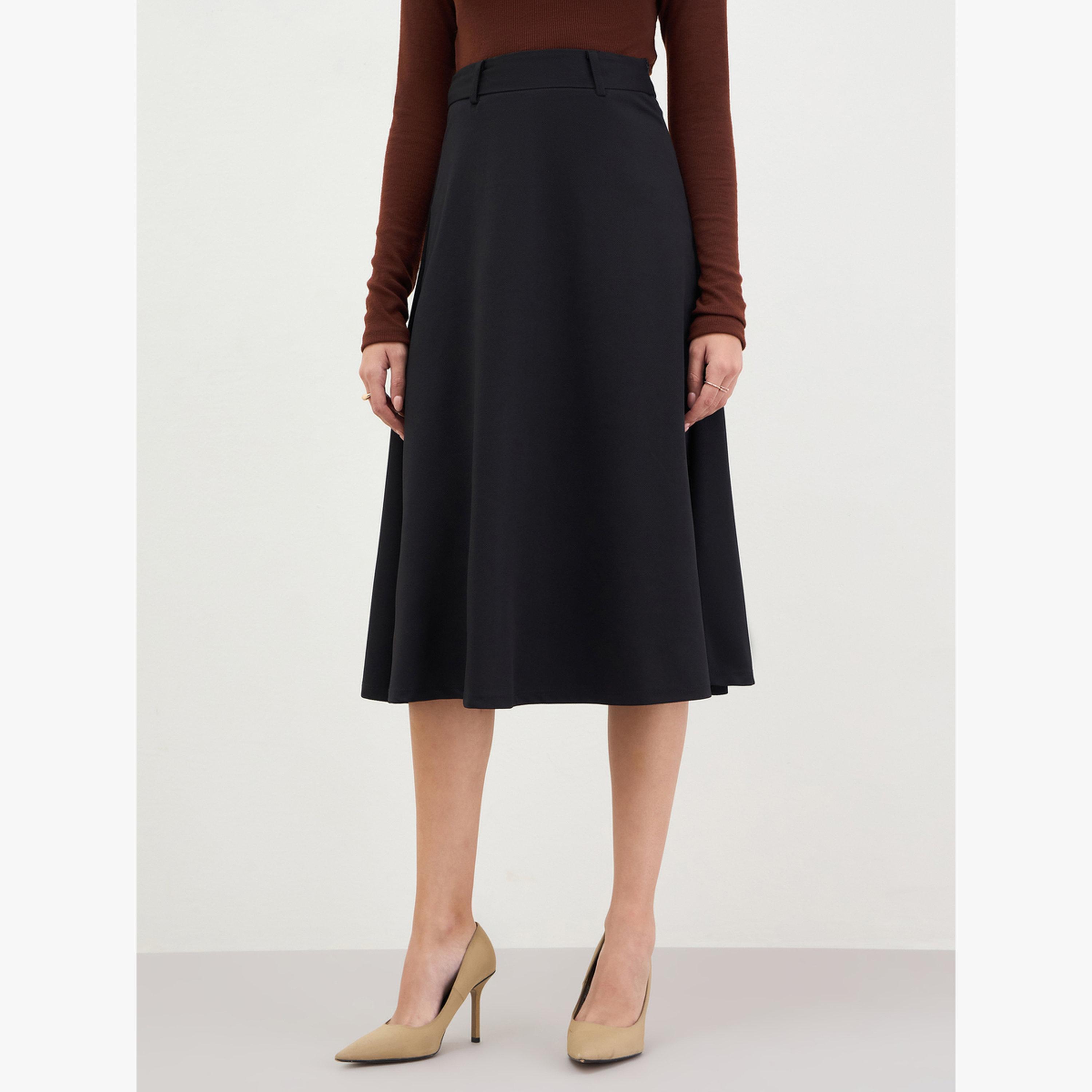 Styli Women A-Line Belted Midi Skirt-women-clothing-bottoms-skirts-image-1