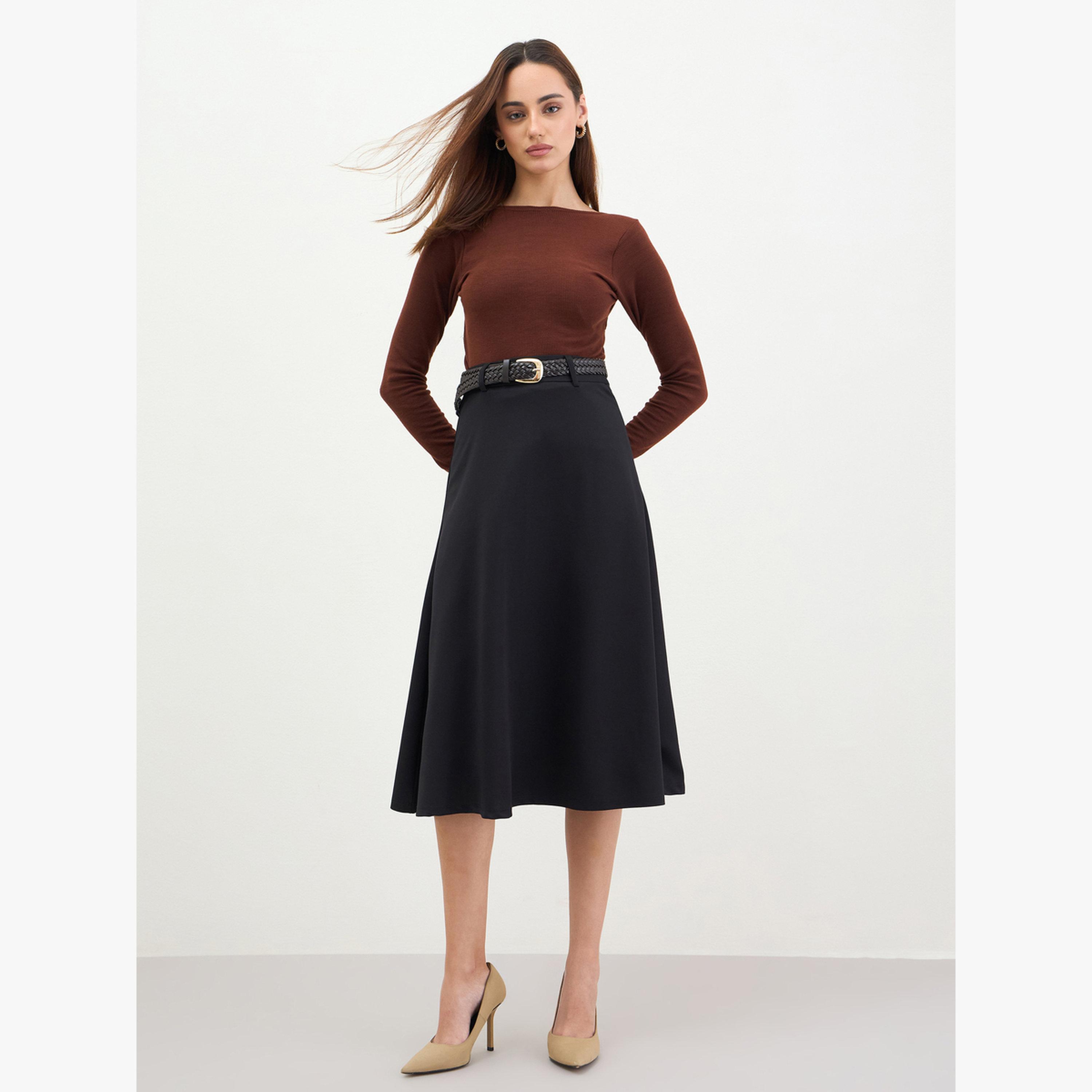 Styli Women A-Line Belted Midi Skirt-women-clothing-bottoms-skirts-image-2