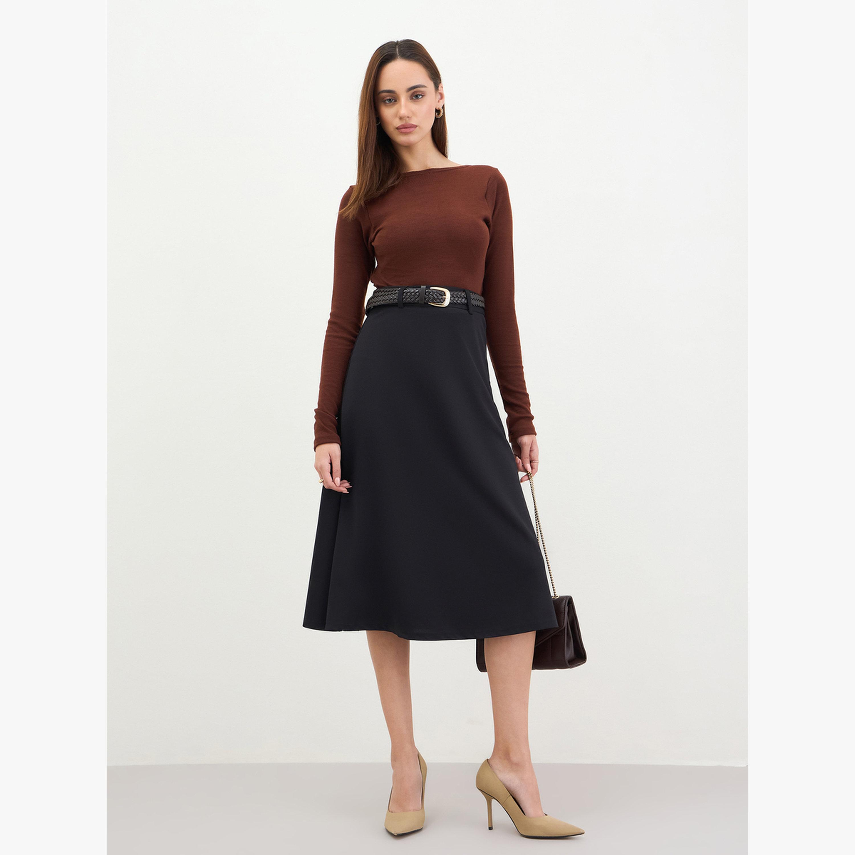 Styli Women A-Line Belted Midi Skirt-women-clothing-bottoms-skirts-image-3
