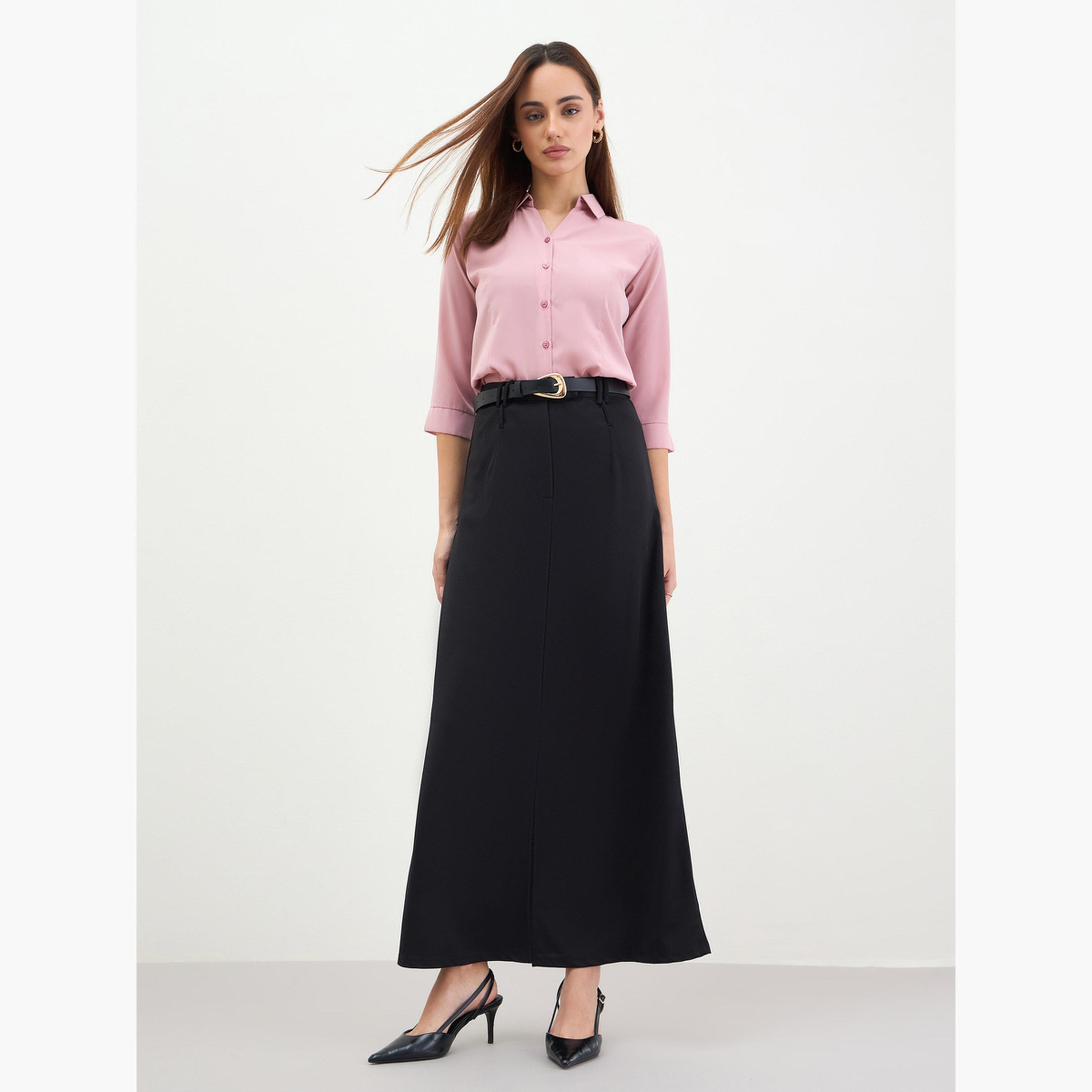 Styli Women Solid Tailored Maxi Skirt-women-clothing-bottoms-skirts-image-2